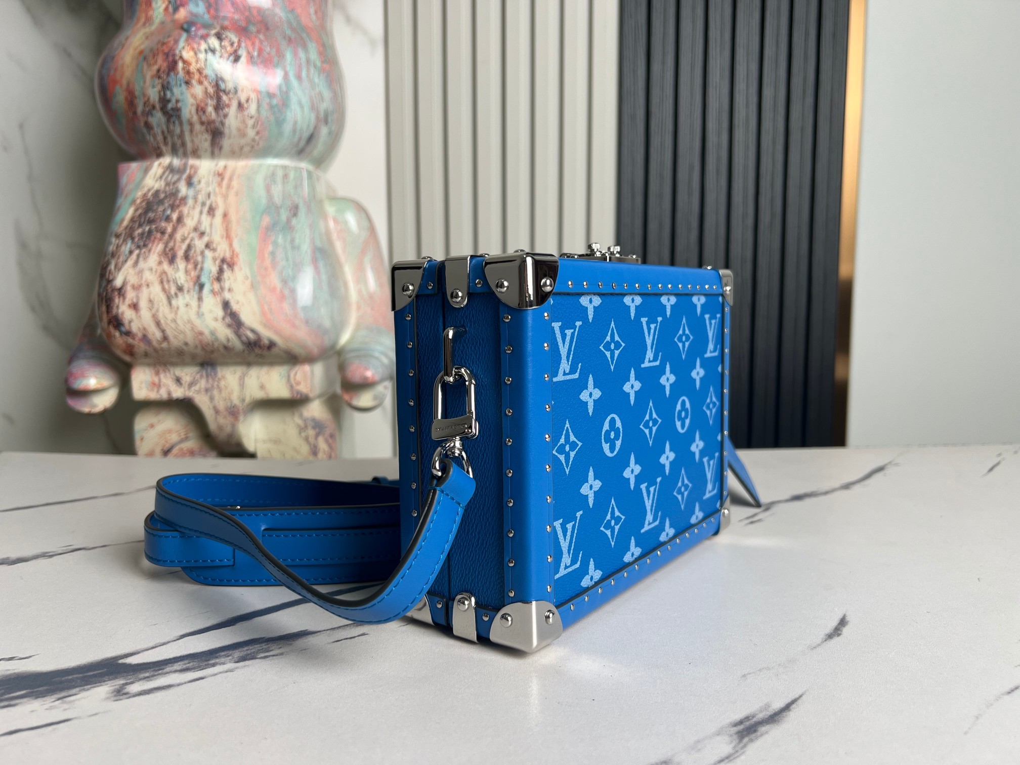 顶级原单独家实拍M11049蓝花男包盒子包系列ClutchBox小硬箱M20251于2020春夏时装秀初