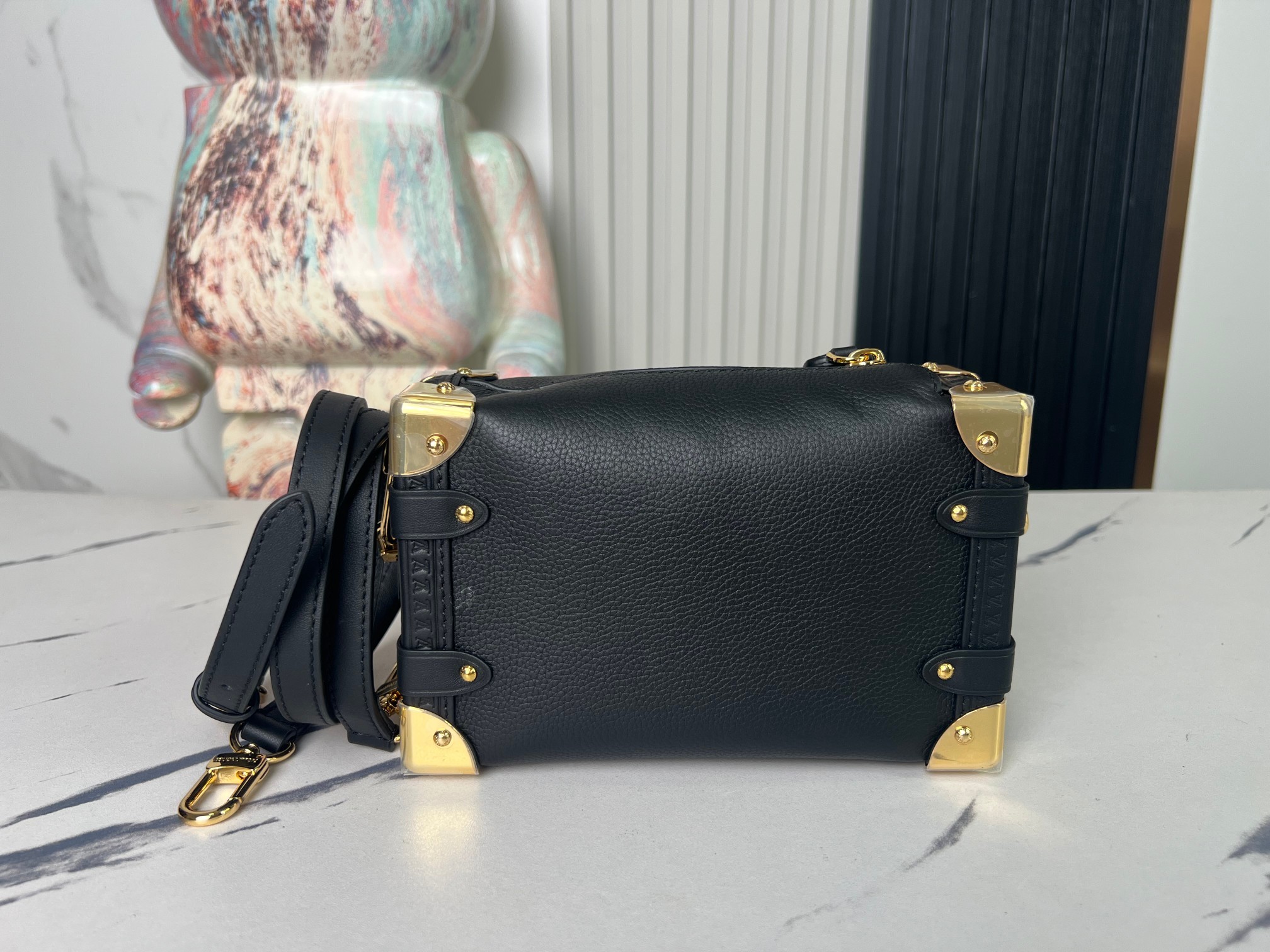 【顶级原单 独家实拍】M23817黑色 全皮软盒子系列 Side Trunk 小号手袋 M23915 灰