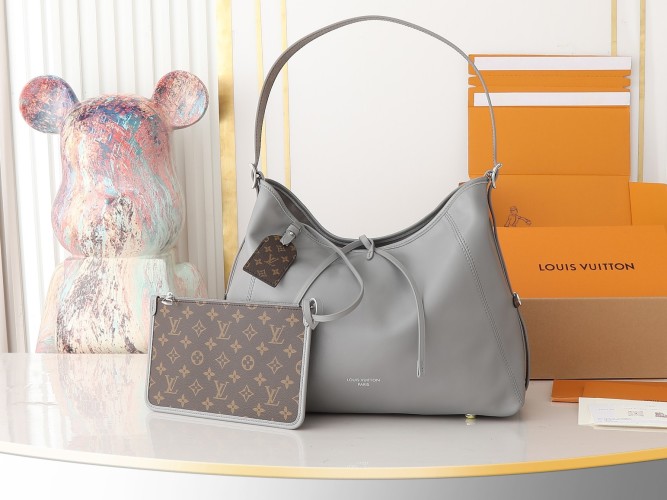 Louis Vuitton CarryAll Dark Gray Medium Handbag in Soft Sheep Leather 1 Louis Vuitton CarryAll Dark Gray Medium Handbag in Soft Sheep Leather