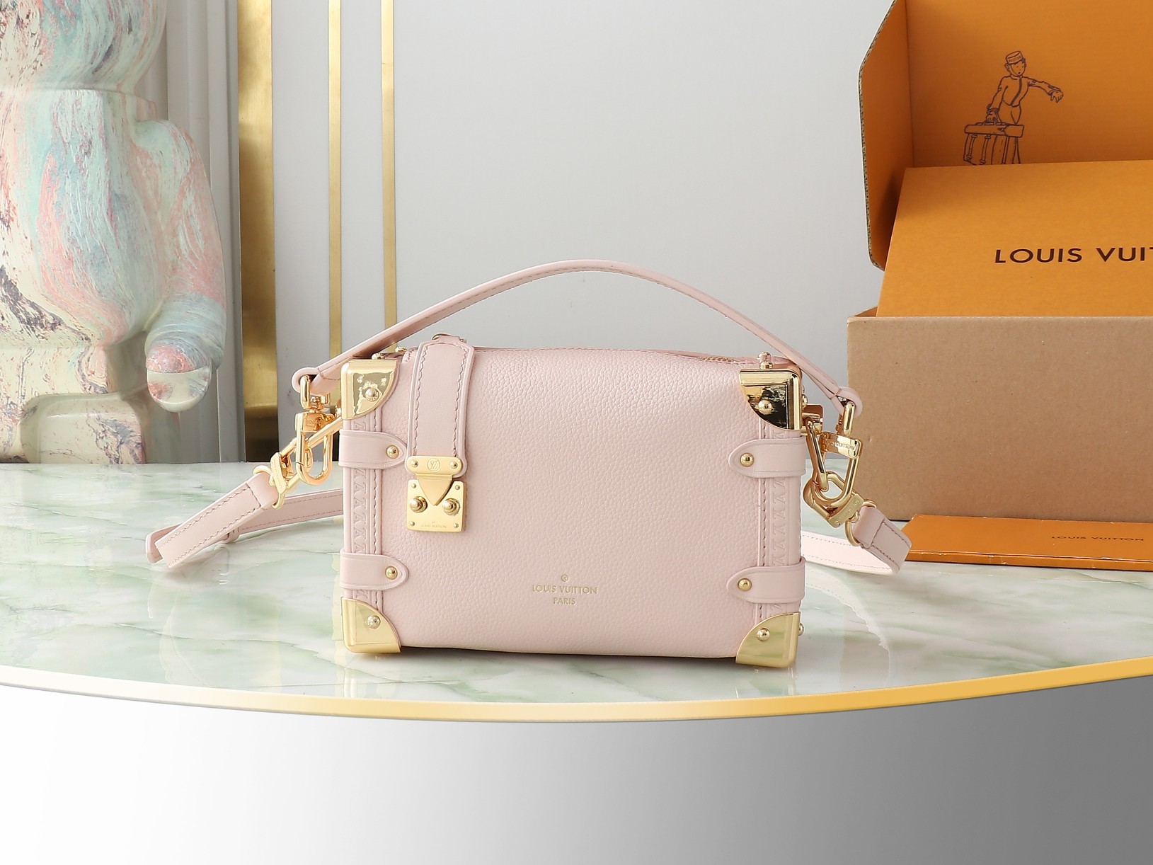 【顶级原单 独家实拍】M25071粉色 M23915 全皮软盒子系列Side Trunk 小号手袋 M2