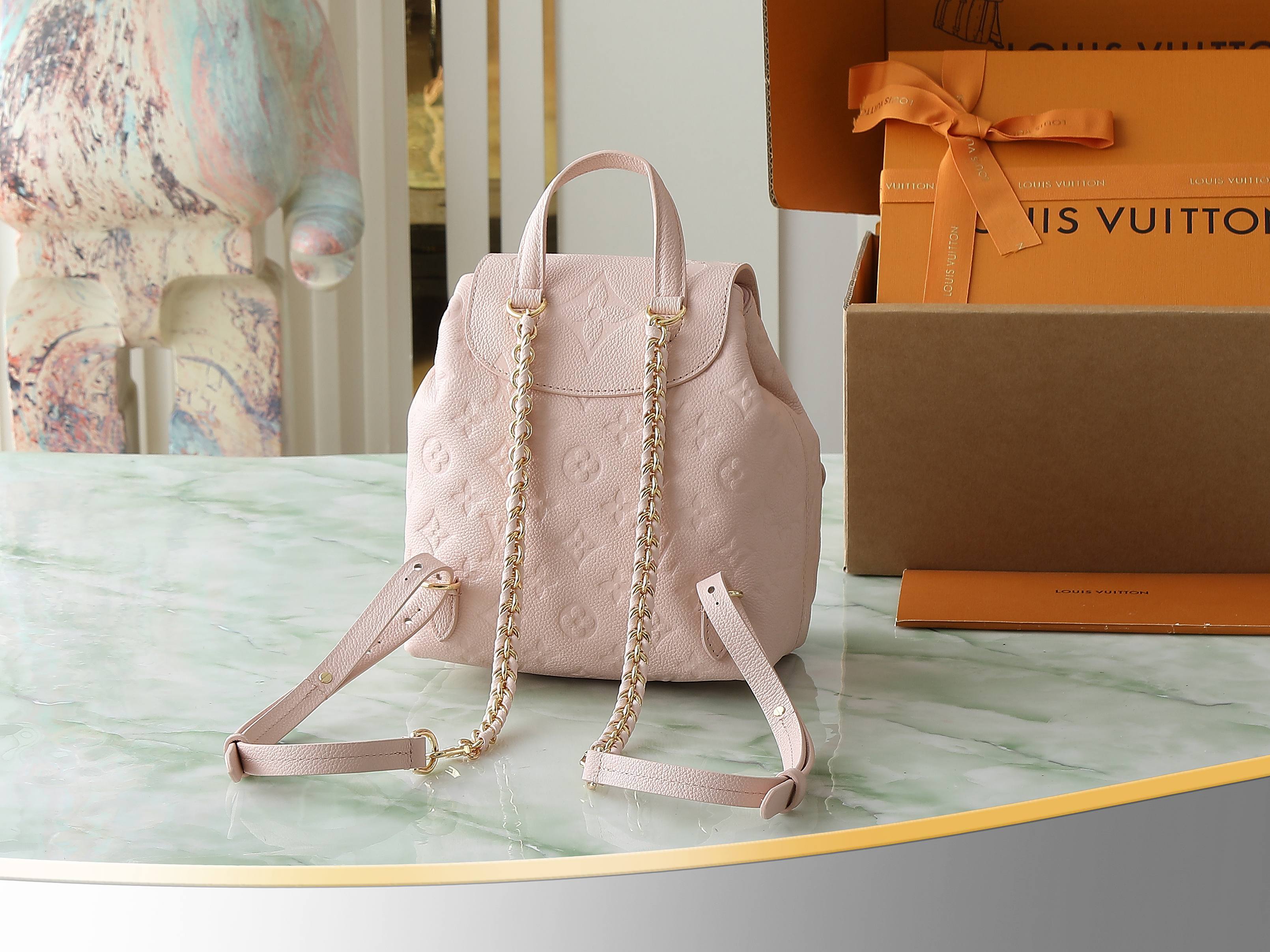 【顶级原单 独家实拍】M47074粉色 M47106白色 M47072黑色 全皮压花双肩包系列 BACK