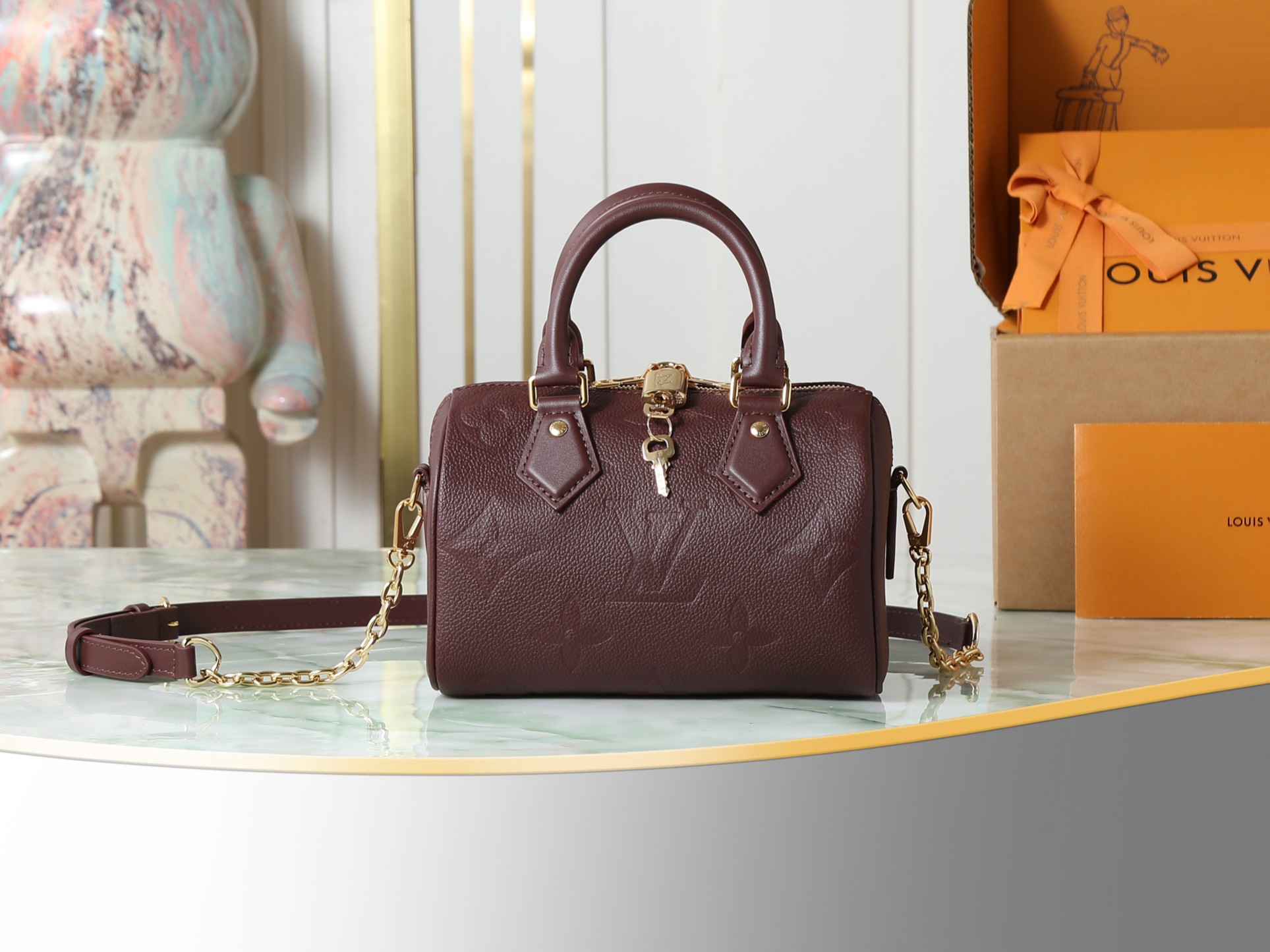 P580 [Pedido original superior, toma real exclusiva] M25929 Borgoña M46397 Serie de bolsos tipo almohada speedy de cuer…