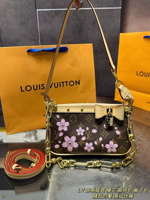Louis Vuitton Monogram Cherry Blossom Chain Shoulder Baguette 1 Louis Vuitton Monogram Cherry Blossom Chain Shoulder Baguette