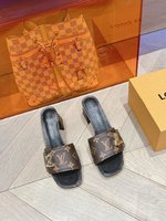 Louis Vuitton Top
 Shoes High Heel Pumps Slippers Calfskin Cowhide Denim Goat Skin Patent Leather Sheepskin Spring/Summer Collection