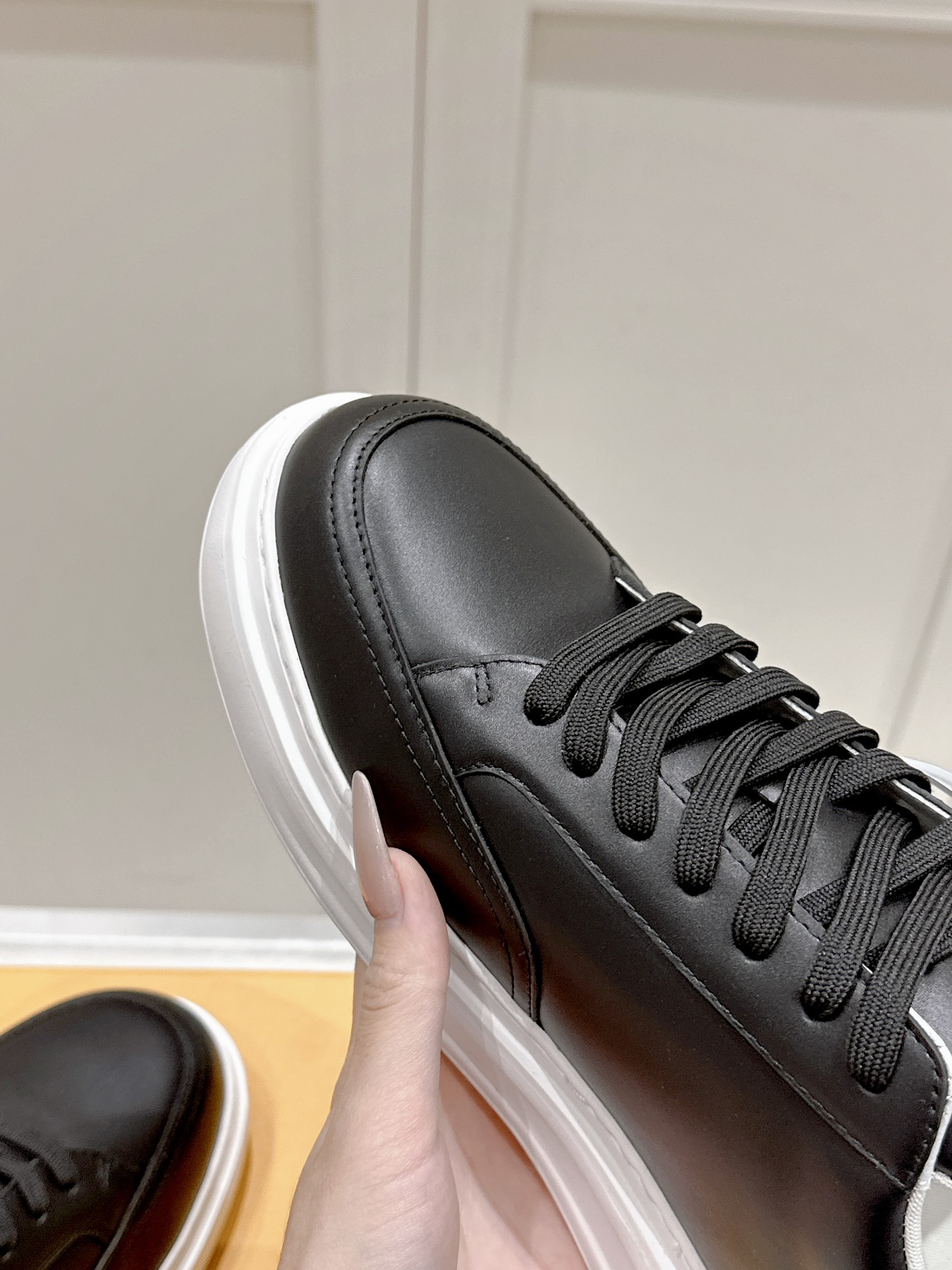 Louis Vuitton Black Leather Casual Sneakers with Embroidered Logo Details 7 i1740738412 644 0