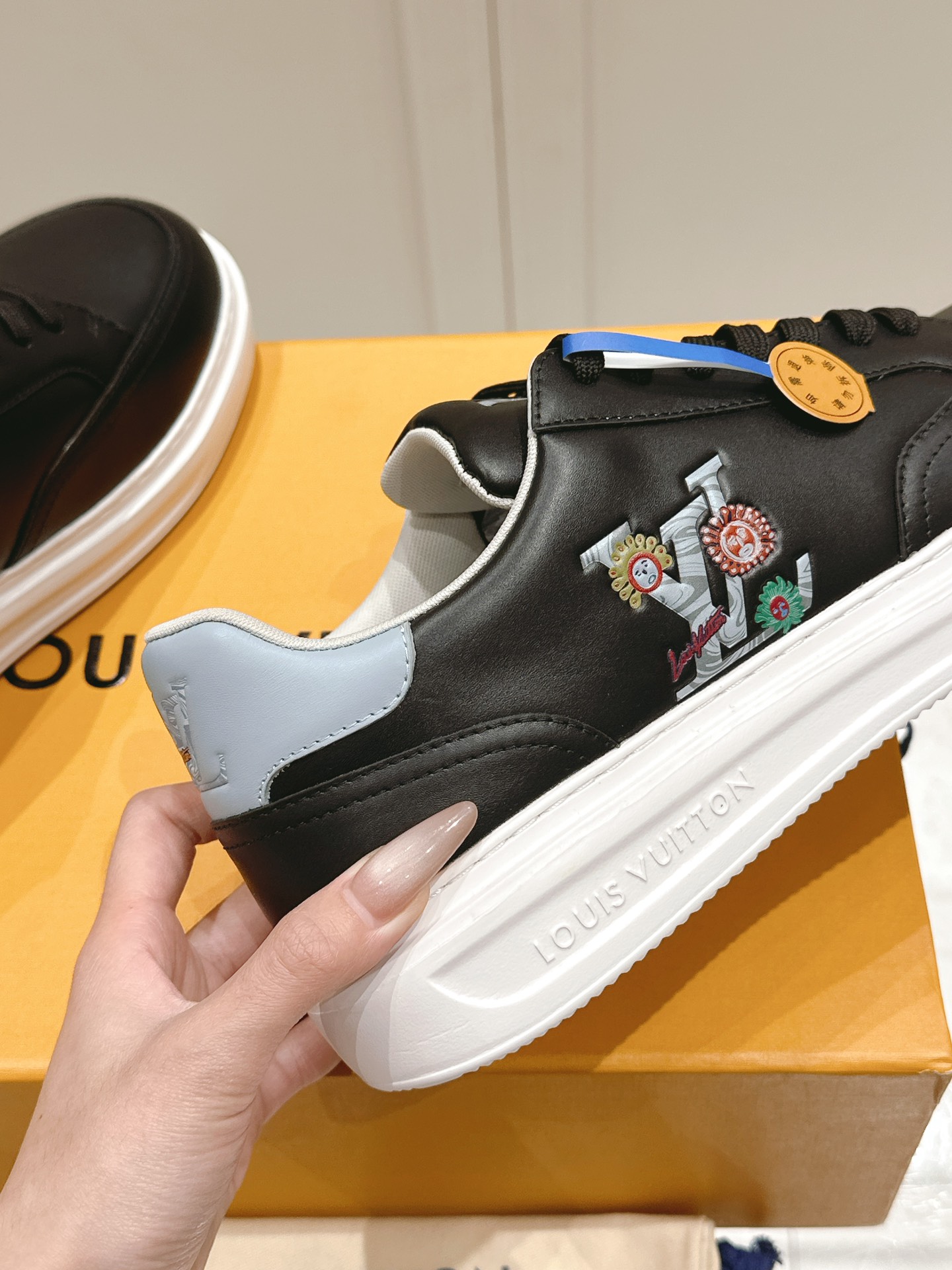 Louis Vuitton Black Leather Casual Sneakers with Embroidered Logo Details 9 i1740738412 9955 1