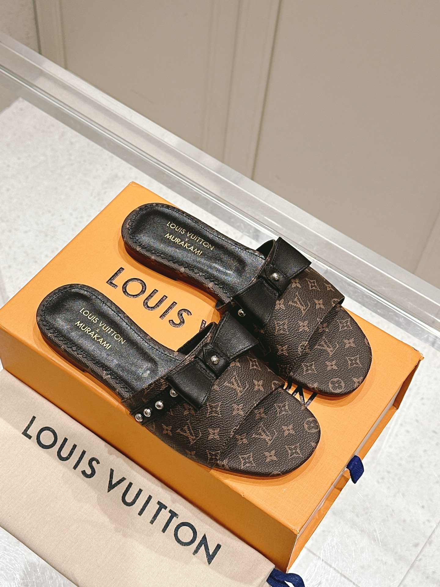 Louis Vuitton LV x TM 路易威登x村上隆联名6AM 系列 白三彩 平底 凉拖鞋