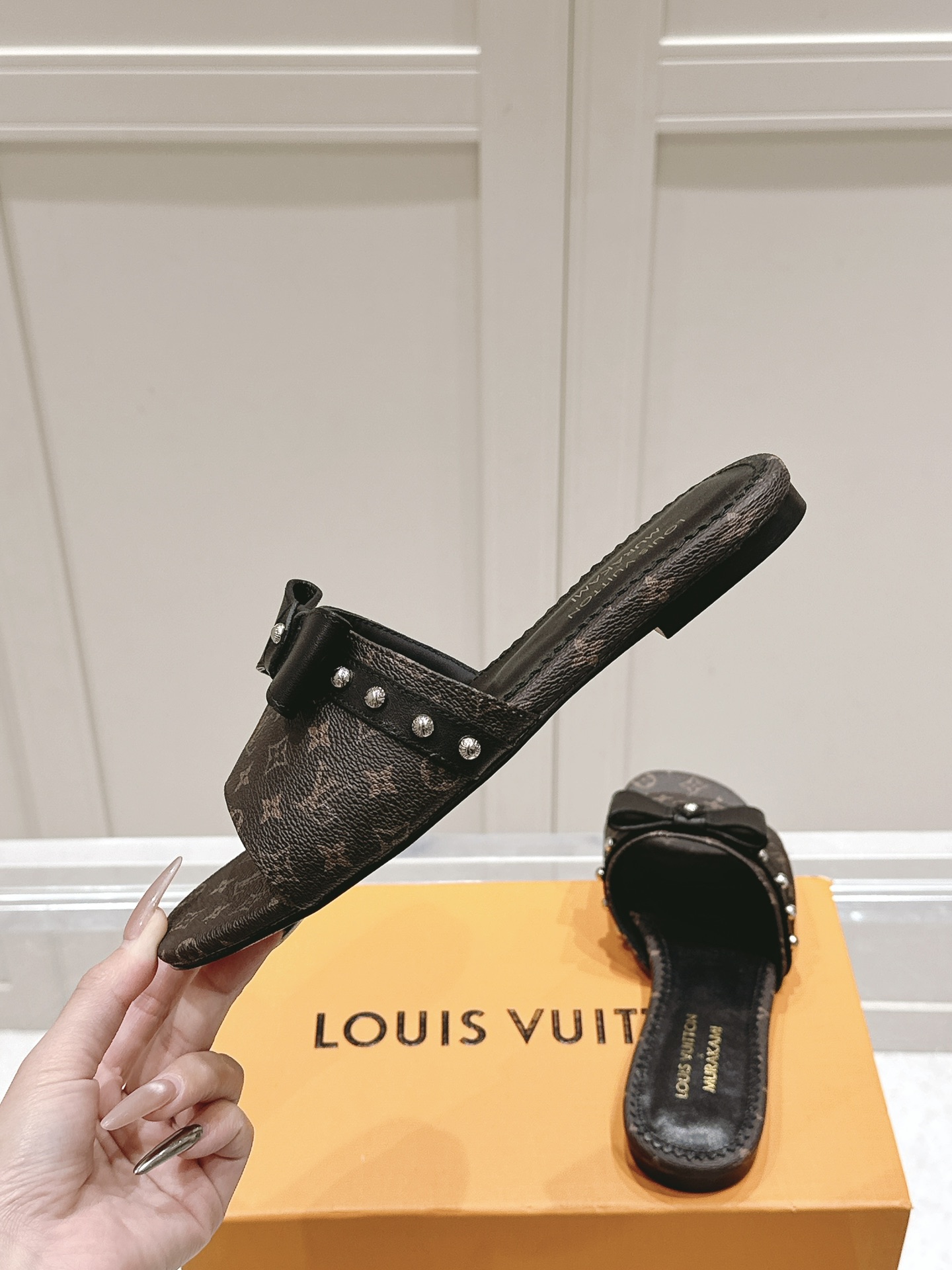 Louis Vuitton LV x TM 路易威登x村上隆联名6AM 系列 白三彩 平底 凉拖鞋
