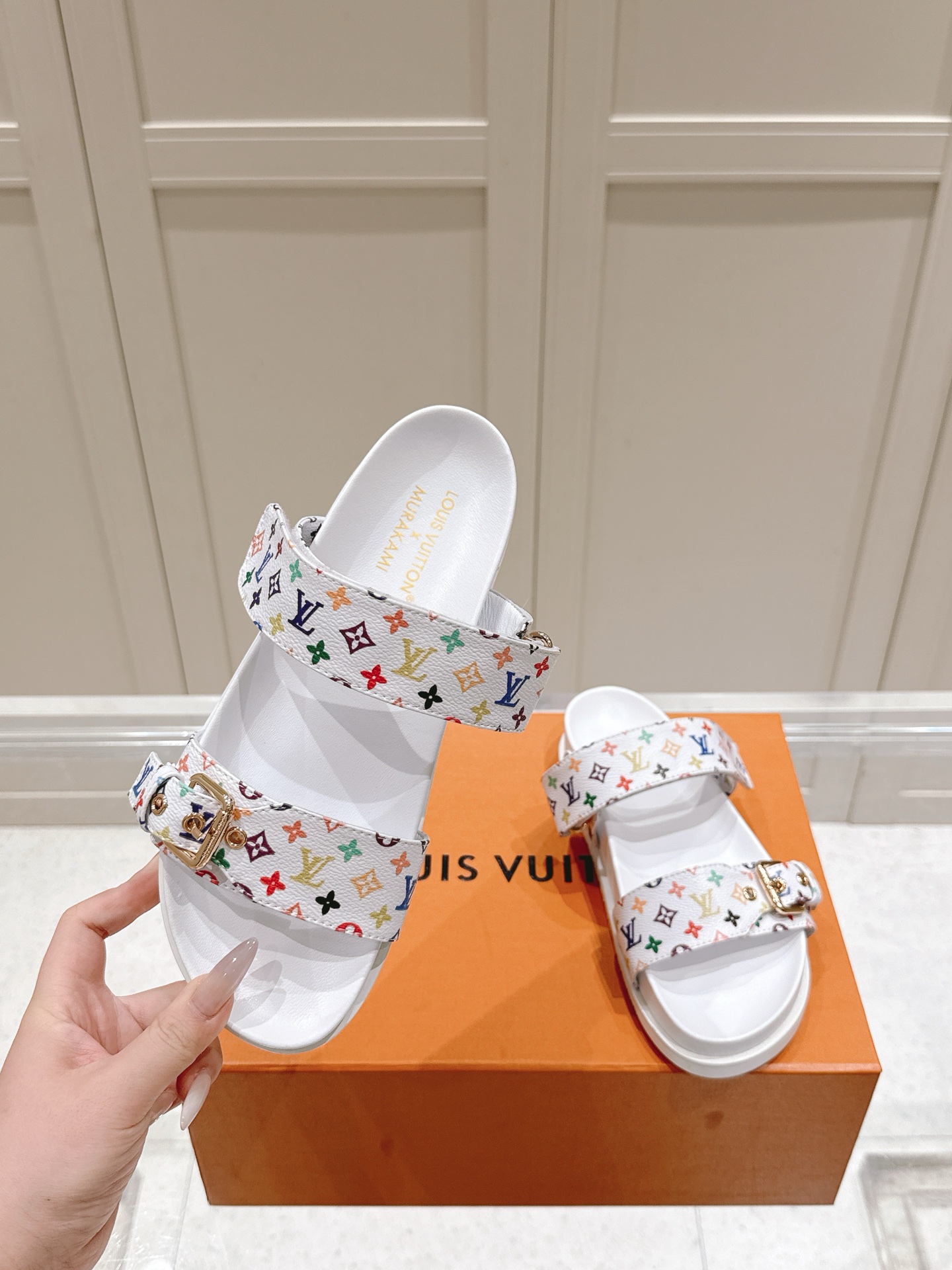 Louis Vuitton x Murakami Takashi Denim Monogram Sandals - Bom Dia Comfort 3 i1746444743089 5437 0 1