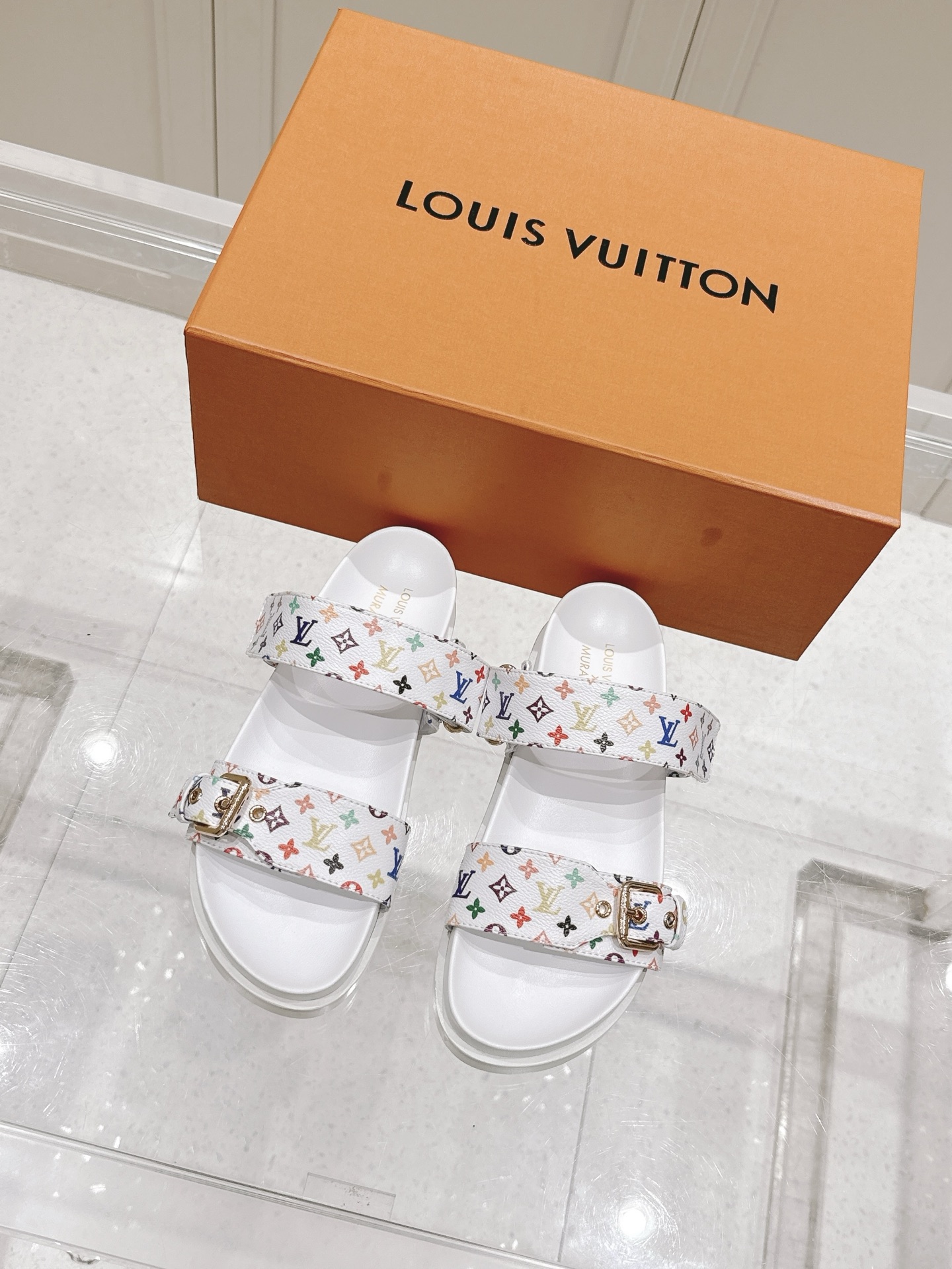Louis Vuitton x Murakami Takashi Denim Monogram Sandals - Bom Dia Comfort 2 i1746444743244 2 0 0