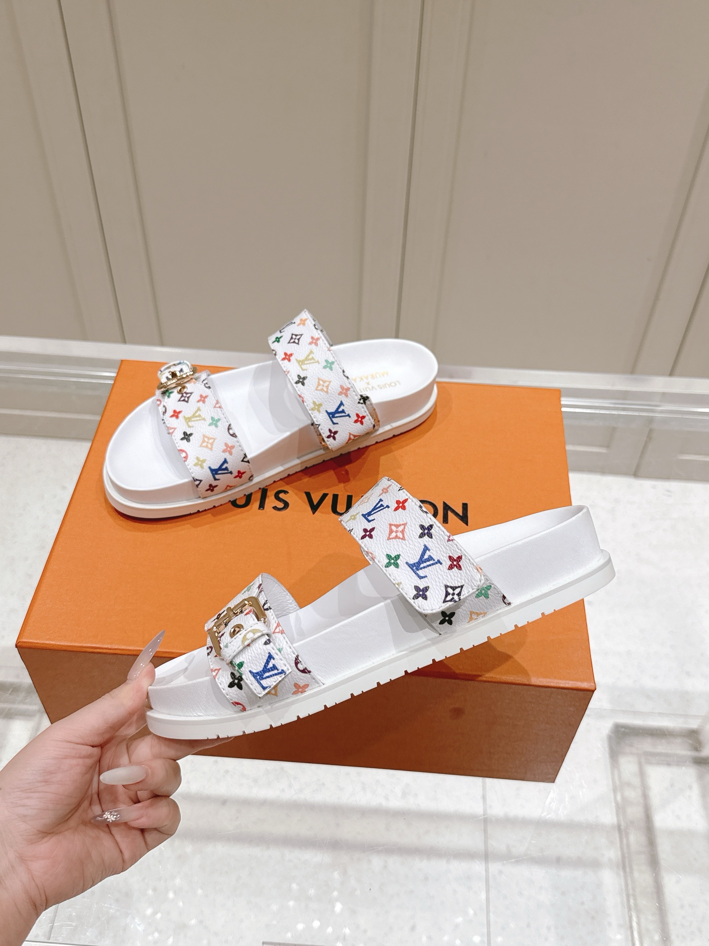 Louis Vuitton x Murakami Takashi Denim Monogram Sandals - Bom Dia Comfort 4 i1746444744515 9181 0 2
