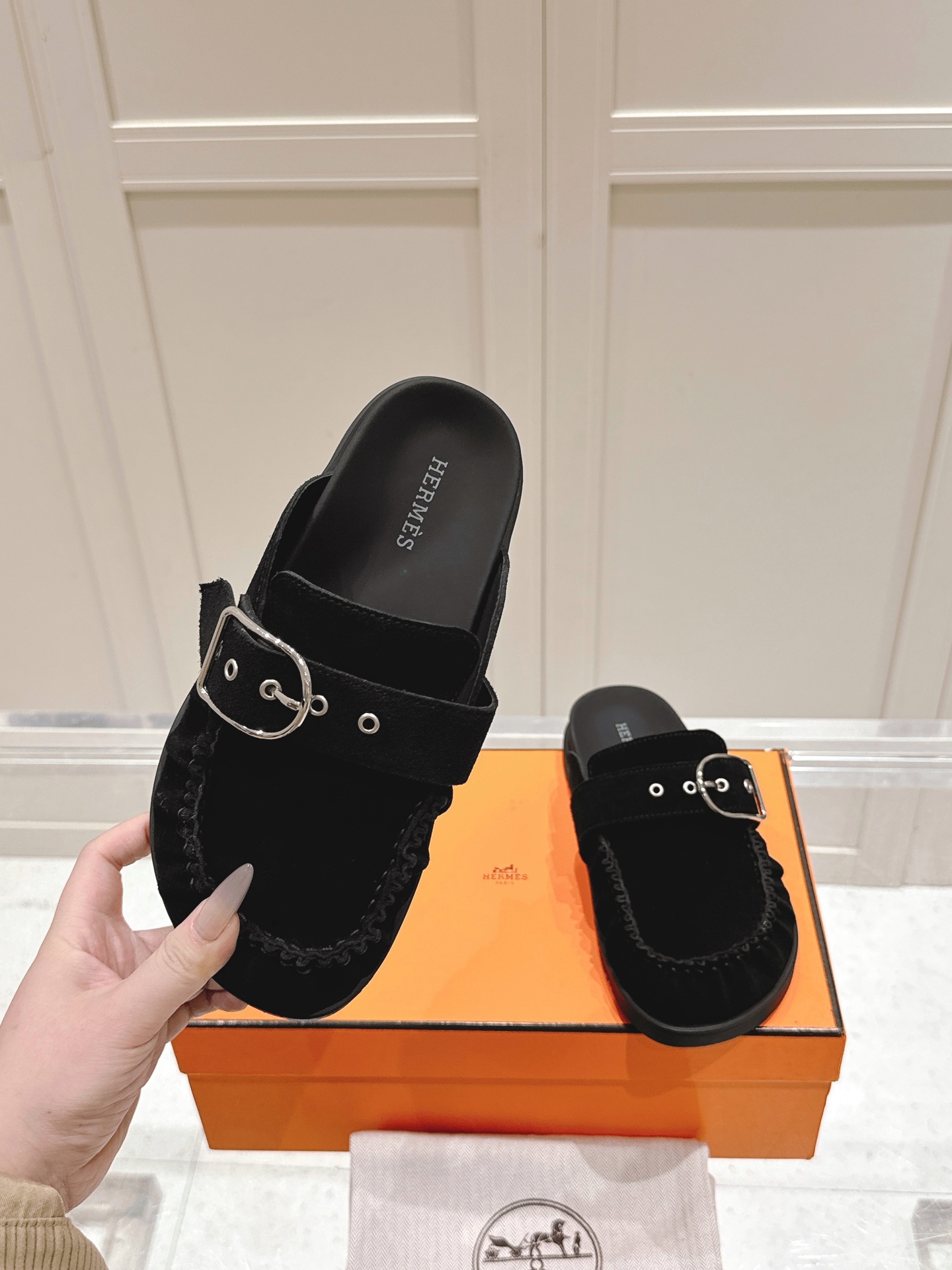 Hermès Hermes爱马仕 Key系列 厚底 包头拖 穆勒鞋 拖鞋