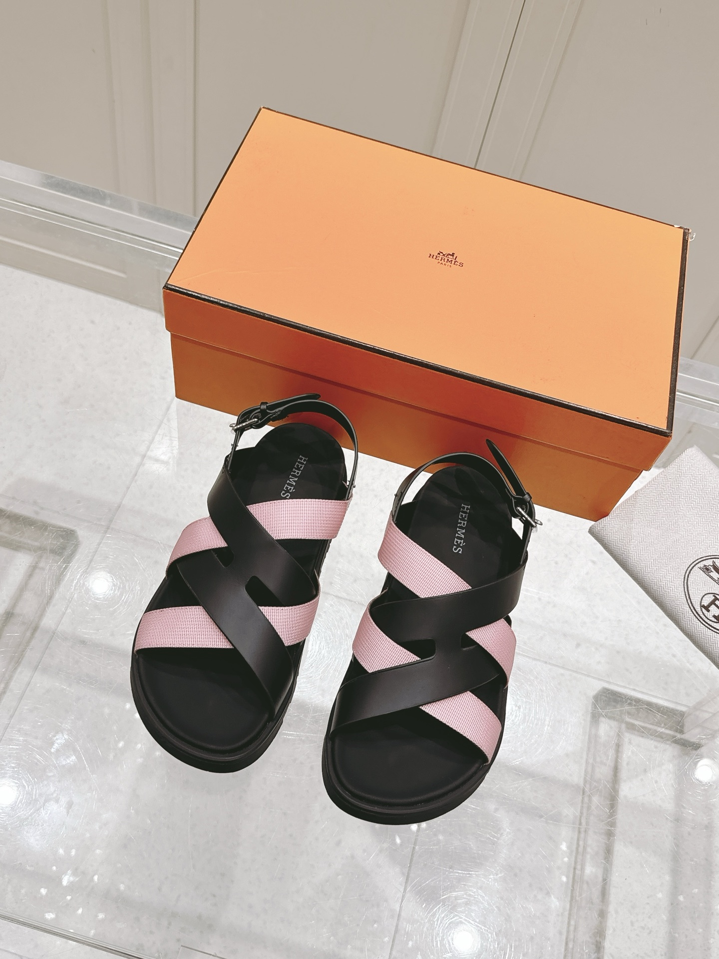 Hermès Hermes爱马仕Kazimir系列 交叉 织带 防水台 凉鞋 二舅鞋 H拖鞋