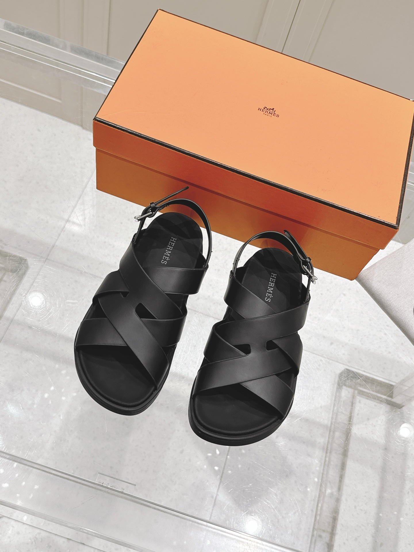 Hermès Hermes爱马仕Kazimir系列 交叉 织带 防水台 凉鞋 二舅鞋 H拖鞋