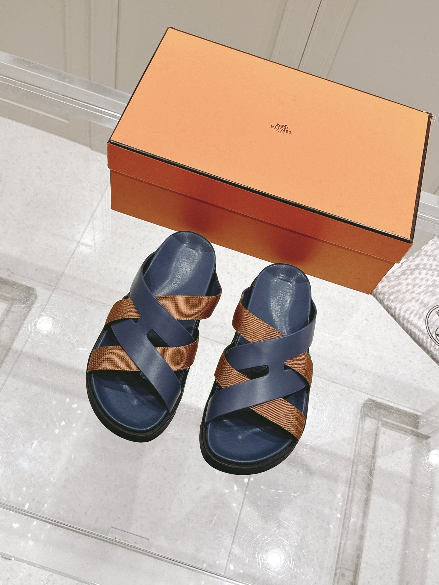Hermès Hermes爱马仕Kazimir系列 交叉 织带 防水台 凉鞋 二舅鞋 H拖鞋