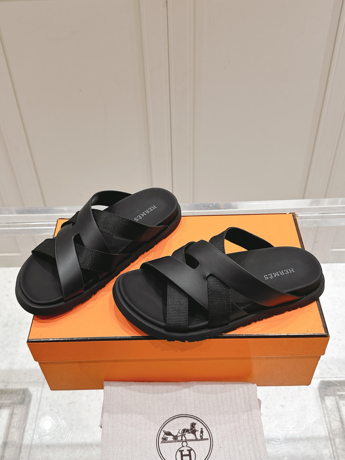 Hermès Hermes爱马仕Kazimir系列 交叉 织带 防水台 凉鞋 二舅鞋 H拖鞋