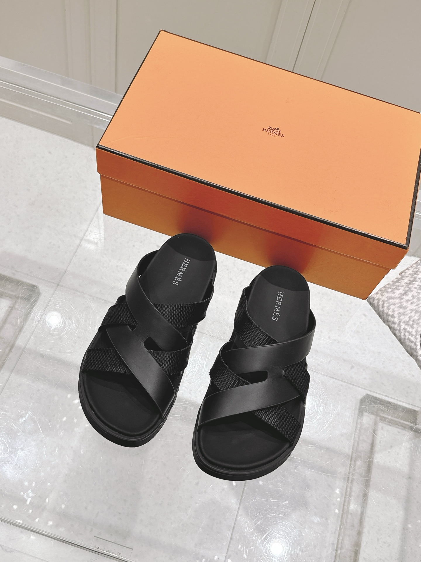 Hermès Hermes爱马仕Kazimir系列 交叉 织带 防水台 凉鞋 二舅鞋 H拖鞋