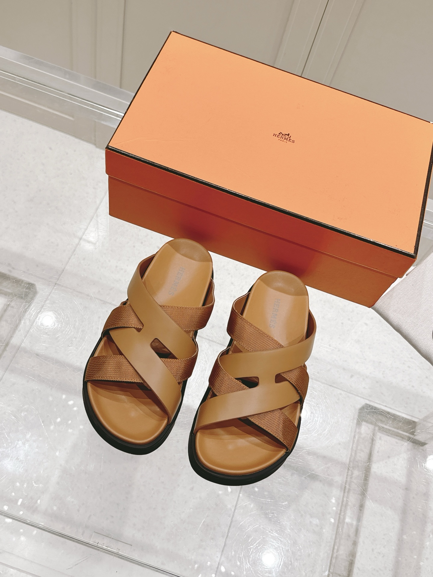 Hermès Hermes爱马仕Kazimir系列 交叉 织带 防水台 凉鞋 二舅鞋 H拖鞋