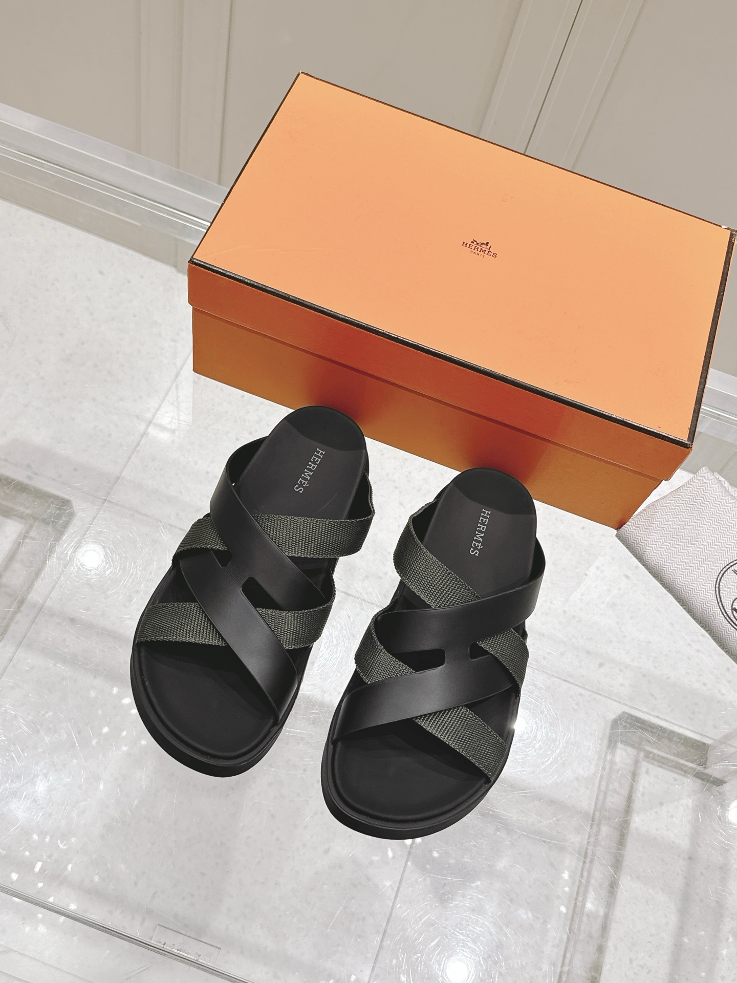 Hermès Hermes爱马仕Kazimir系列 交叉 织带 防水台 凉鞋 二舅鞋 H拖鞋