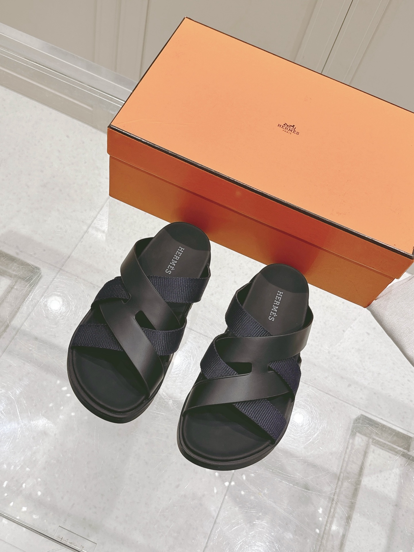 Hermès Hermes爱马仕Kazimir系列 交叉 织带 防水台 凉鞋 二舅鞋 H拖鞋