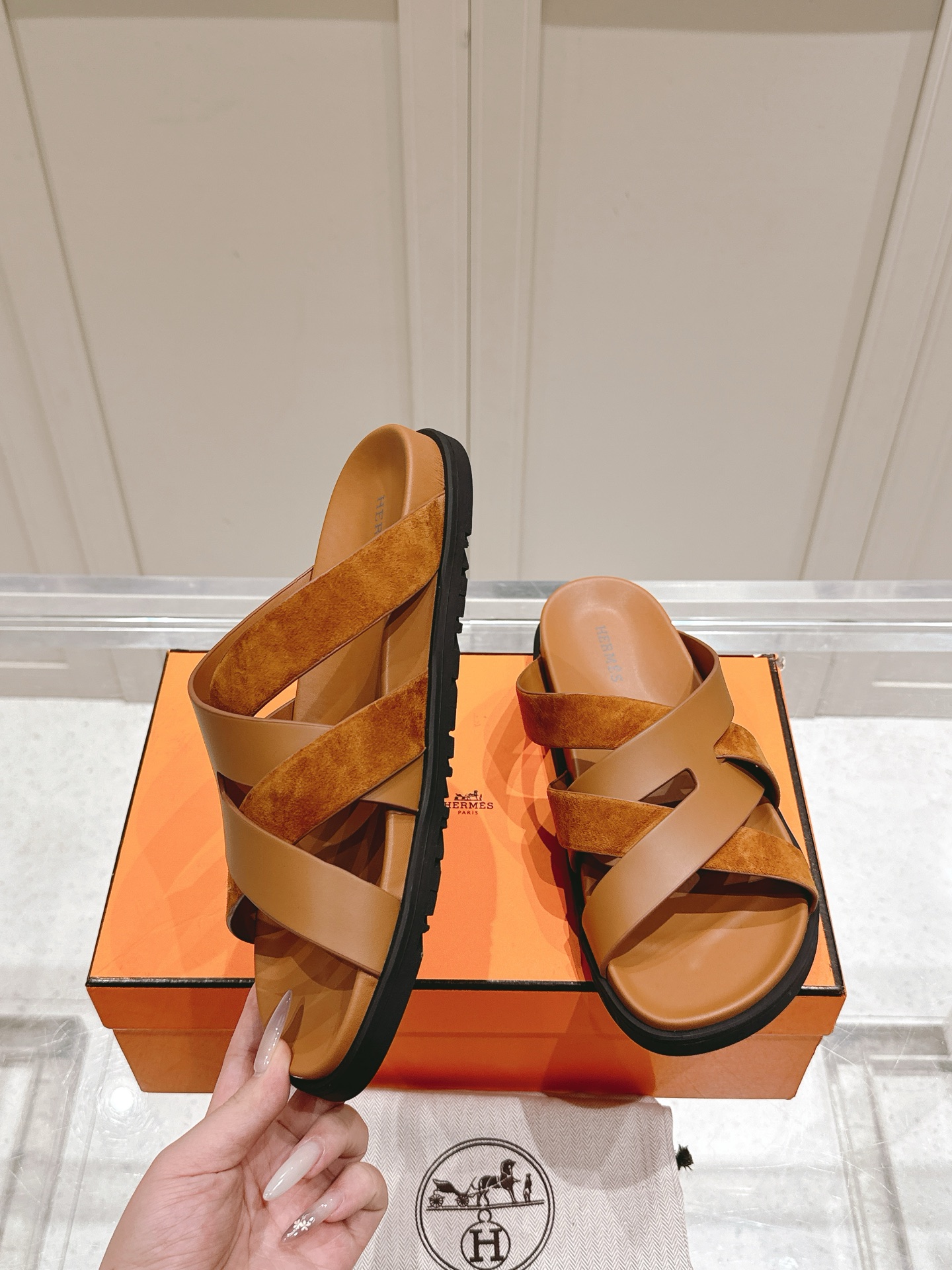 Hermès Hermes爱马仕Kazimir系列 交叉 织带 防水台 凉鞋 二舅鞋 H拖鞋