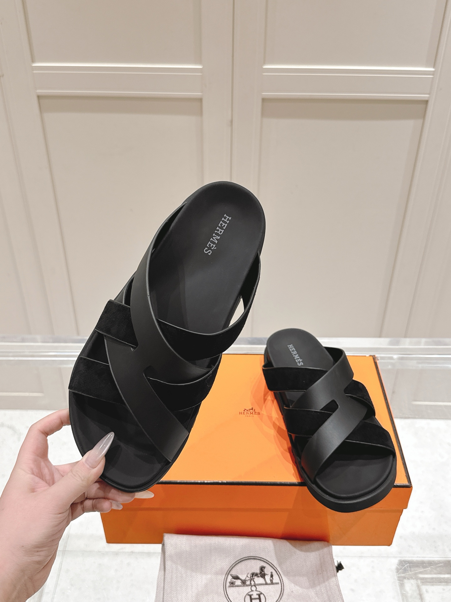 Hermès Hermes爱马仕Kazimir系列 交叉 织带 防水台 凉鞋 二舅鞋 H拖鞋