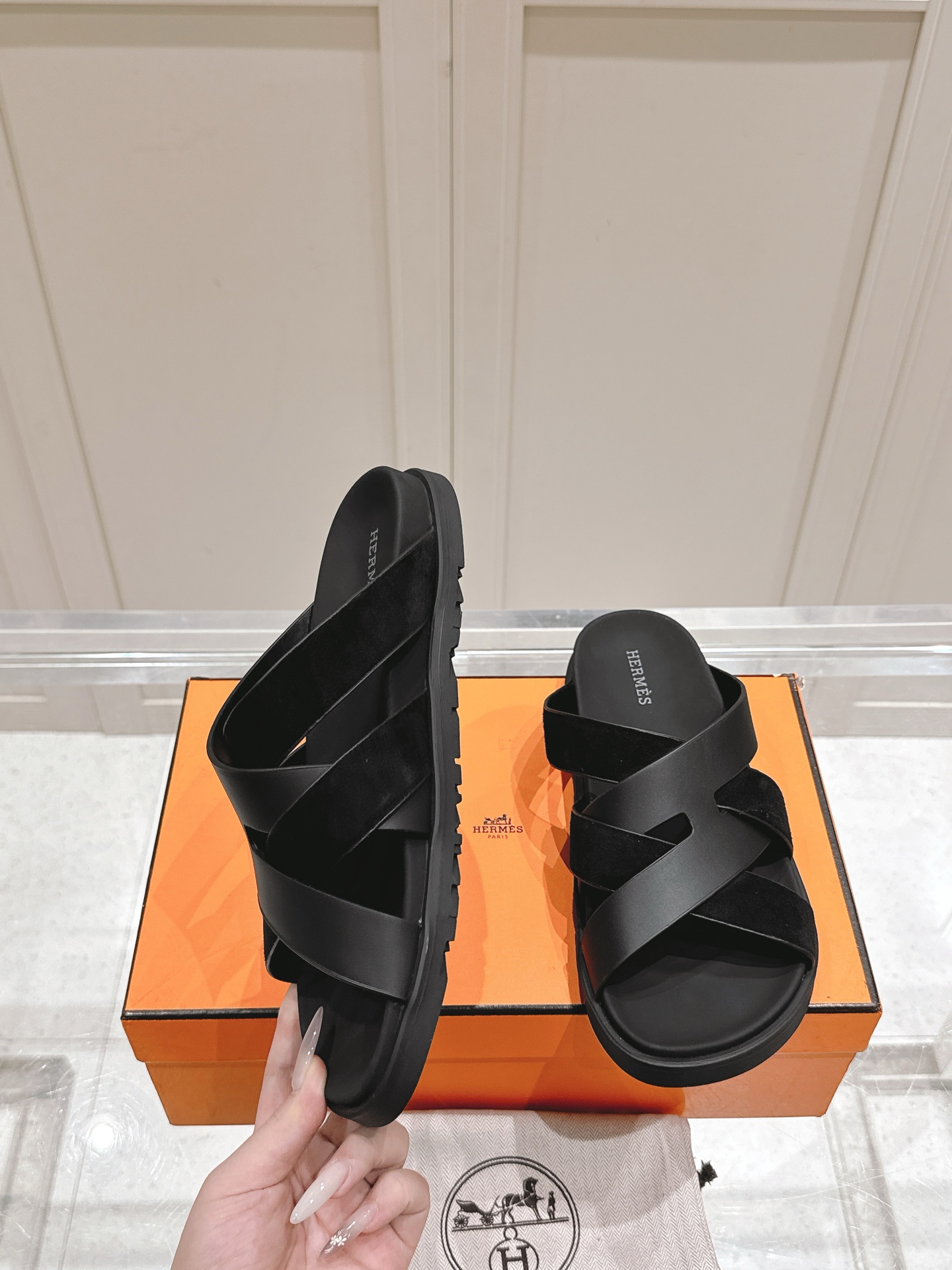Hermès Hermes爱马仕Kazimir系列 交叉 织带 防水台 凉鞋 二舅鞋 H拖鞋