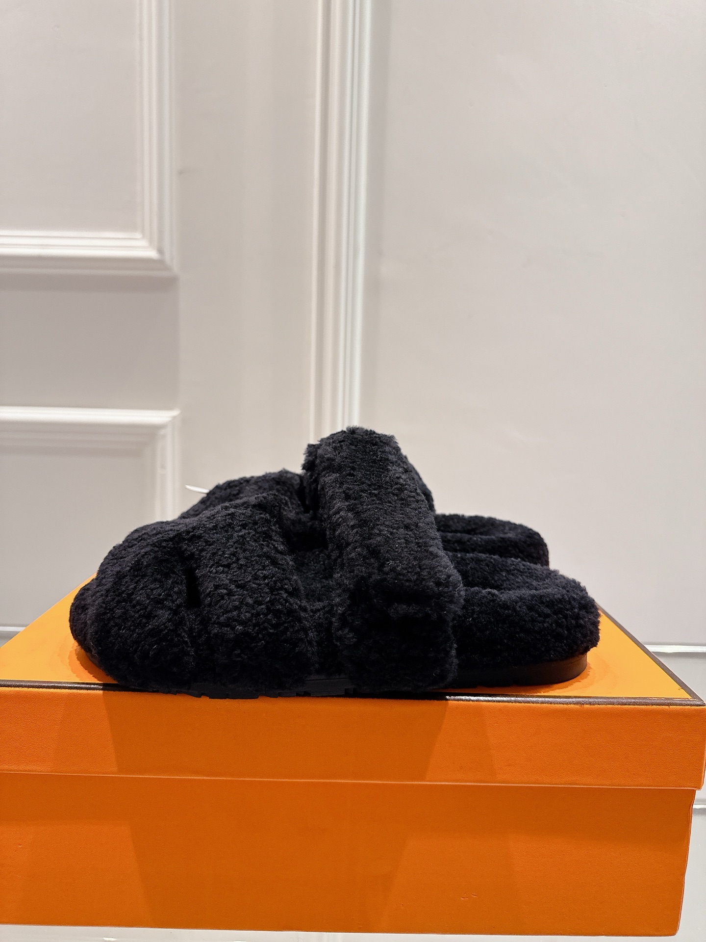 Hermès Hermes爱马仕chypre系列 老舅鞋 泰迪二舅毛拖鞋 H毛拖 魔术贴毛拖鞋