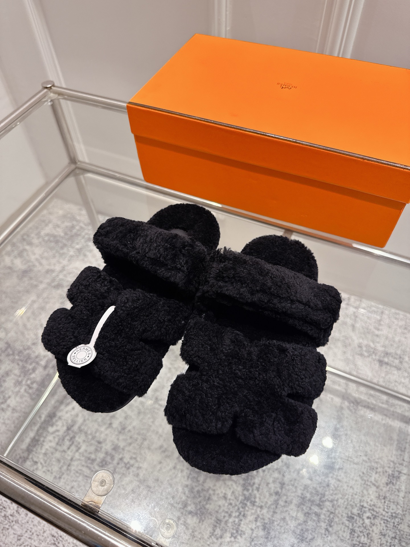 Hermès Hermes爱马仕chypre系列 老舅鞋 泰迪二舅毛拖鞋 H毛拖 魔术贴毛拖鞋