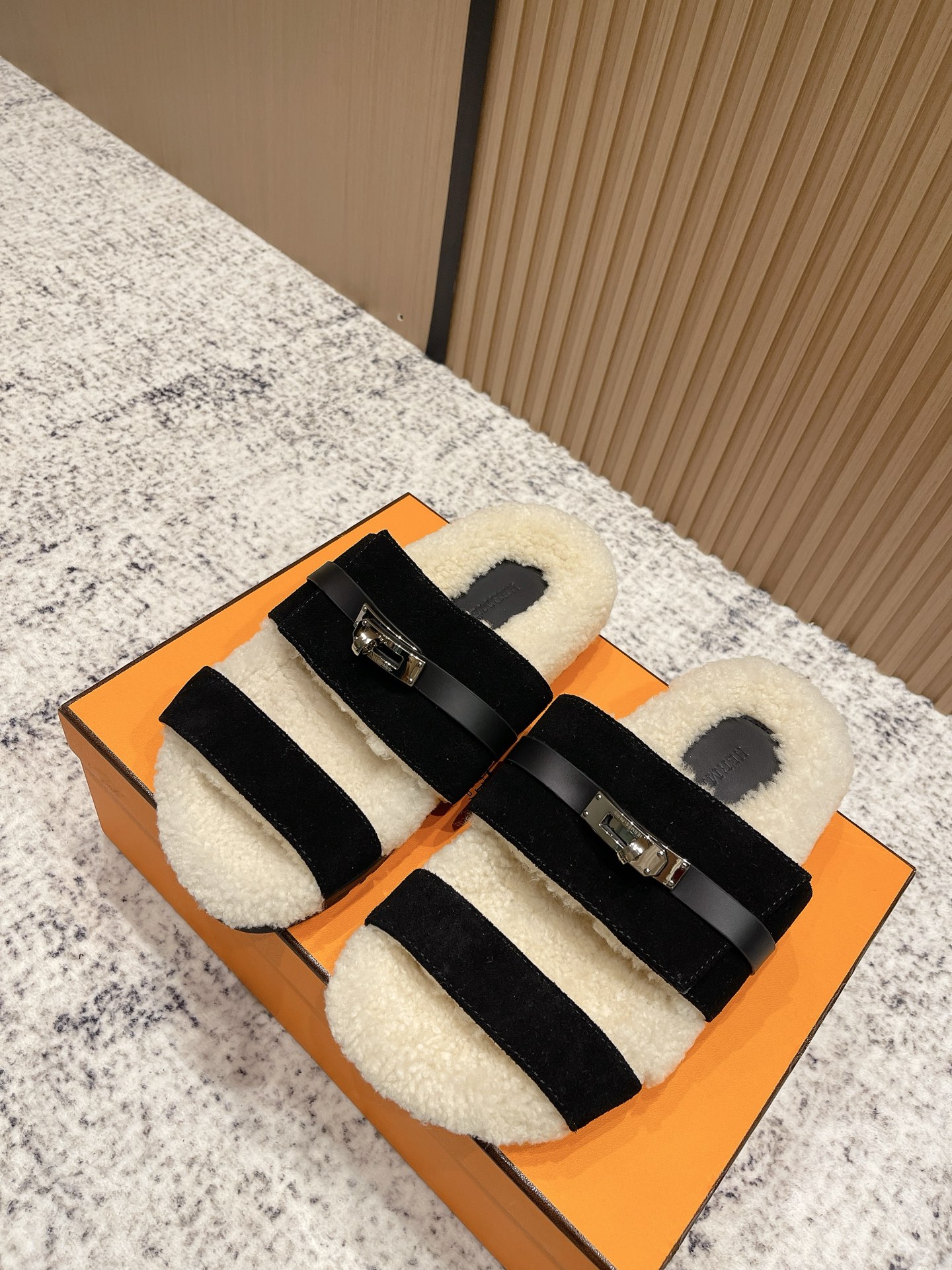 Hermès Hermes爱马仕2025秋冬kelly懒人毛拖鞋