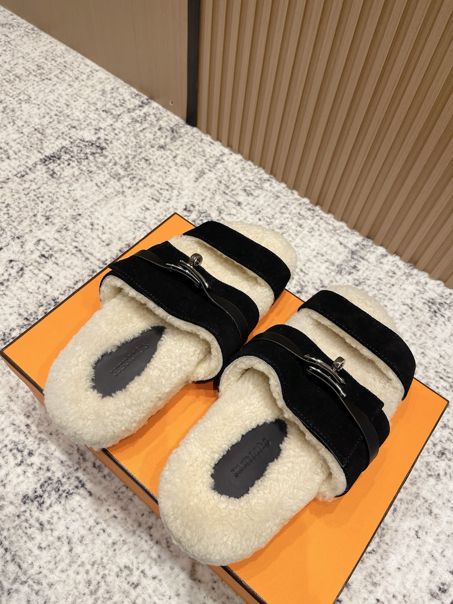 Hermès Hermes爱马仕2025秋冬kelly懒人毛拖鞋