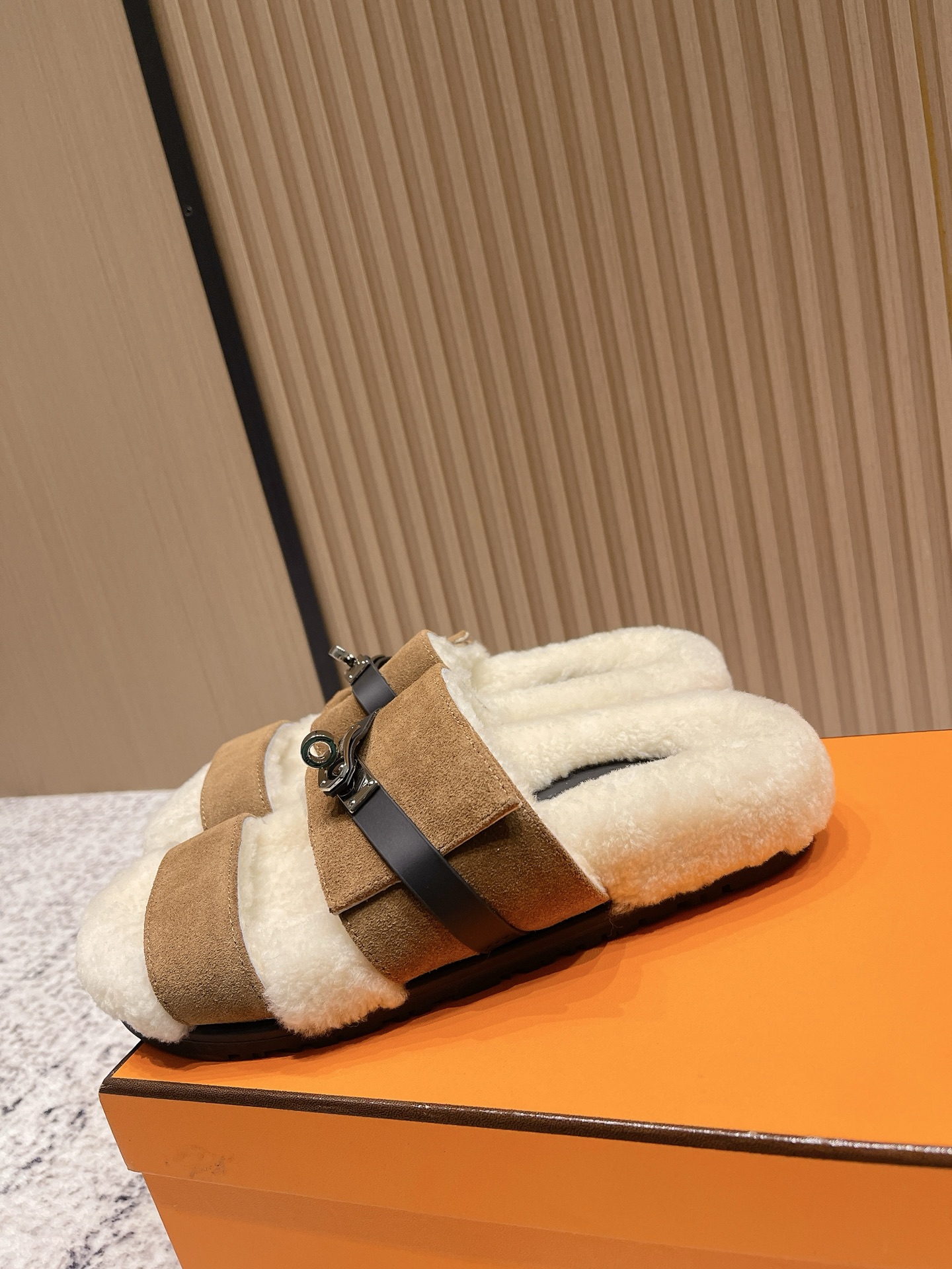 Hermès Hermes爱马仕2025秋冬kelly懒人毛拖鞋