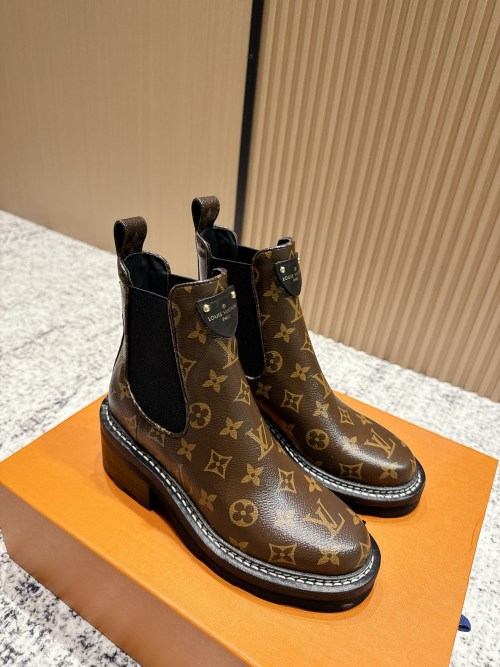 Louis Vuitton Brown Monogram Ankle Boots Leather Classic Upgraded Version 1 Louis Vuitton Brown Monogram Ankle Boots Leather Classic Upgraded Version