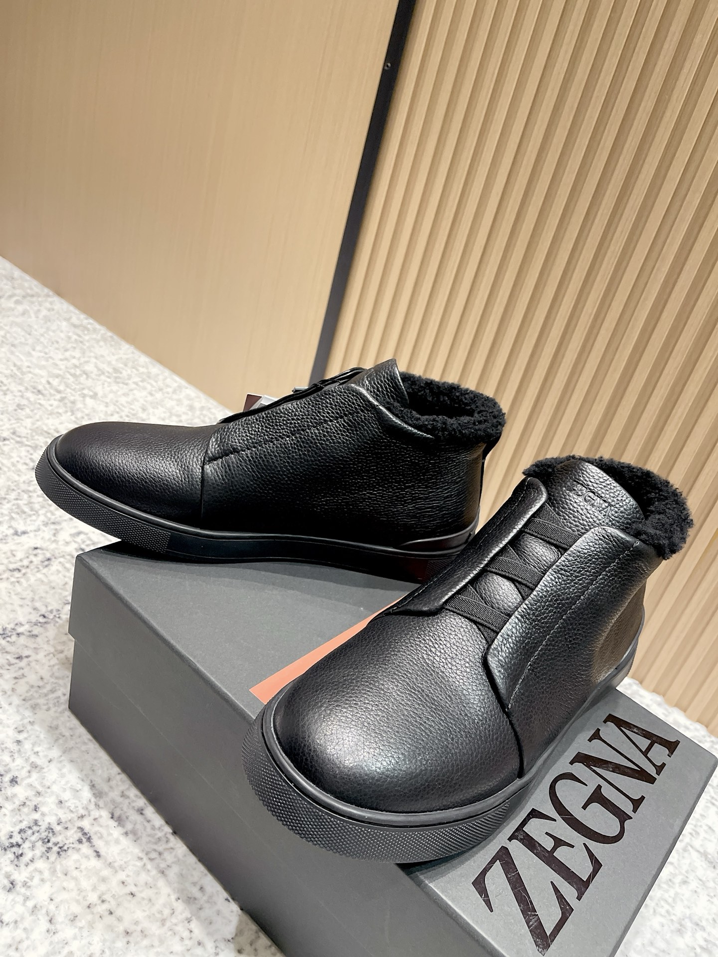 Zegna Triple Stitch Winter High-Top Sneakers Black Leather for Men 4 i1759235257968 7054 0 2