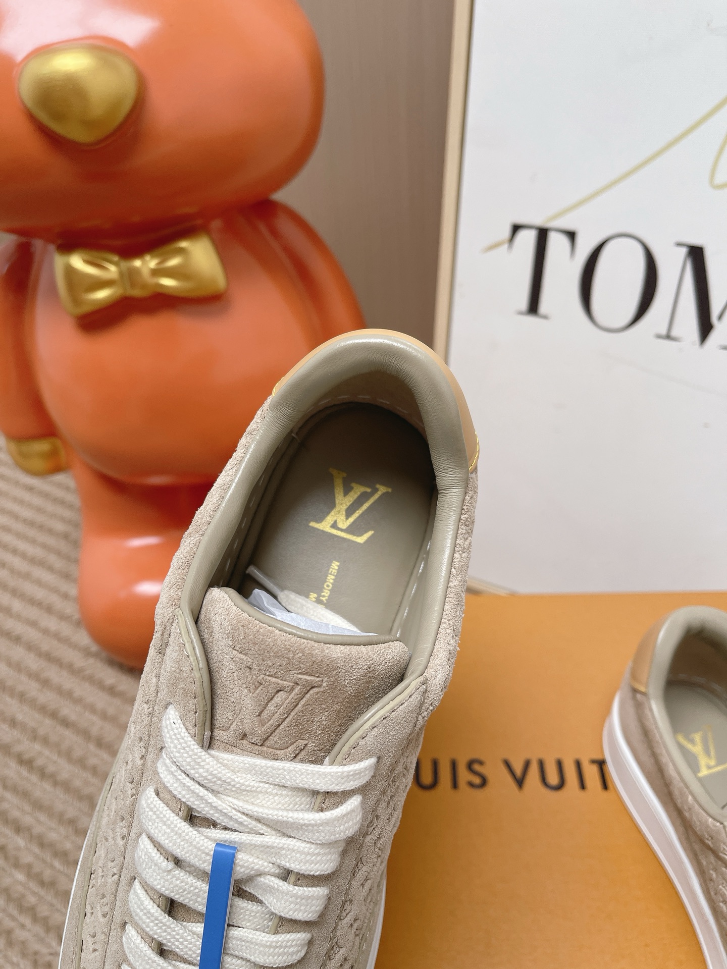 LV Beige Monogram Suede Lace Up Casual Sneakers