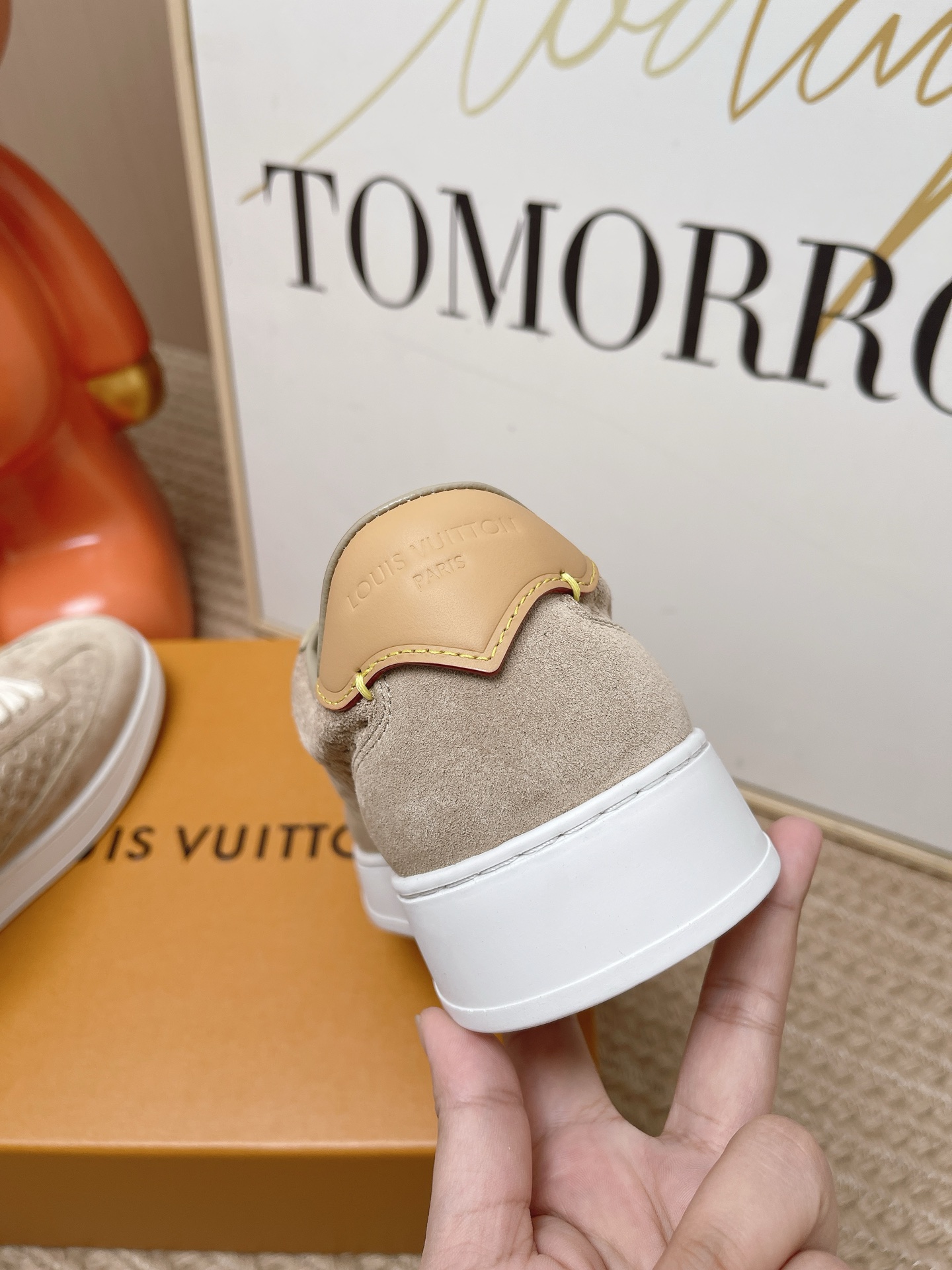LV Beige Monogram Suede Lace Up Casual Sneakers