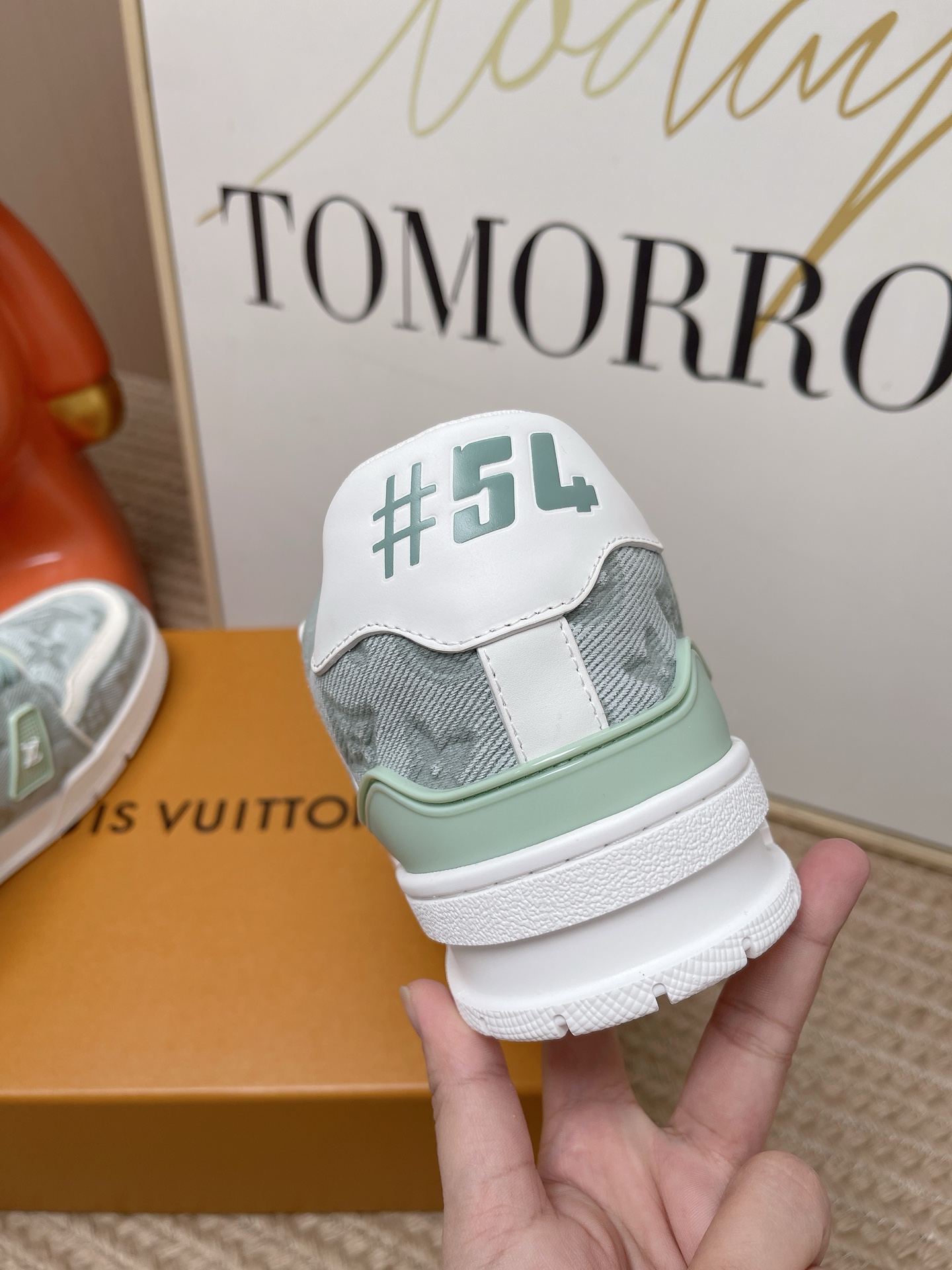 LV Light Monogram Denim Lace Up Skate Sneakers