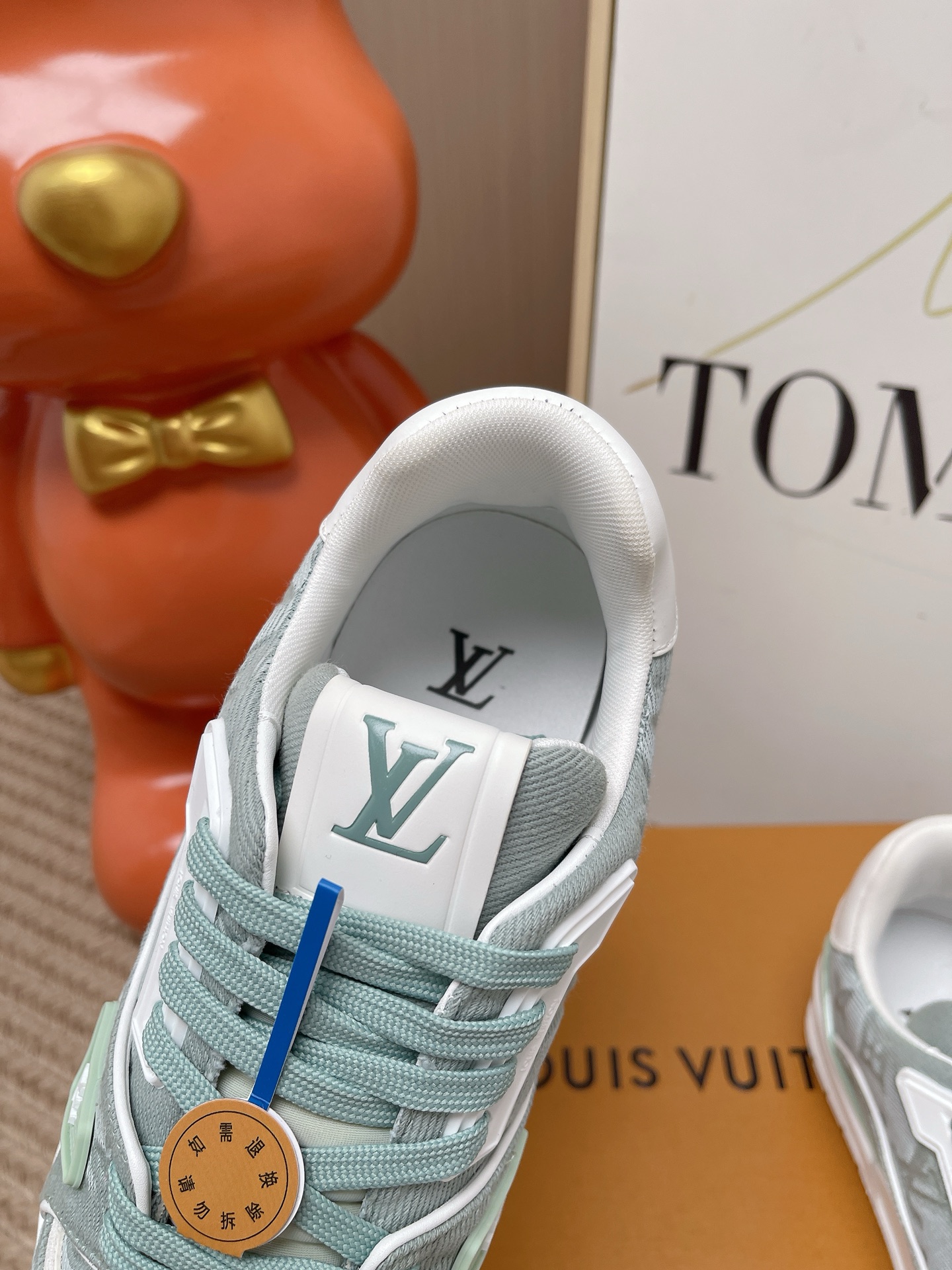 LV Light Monogram Denim Lace Up Skate Sneakers