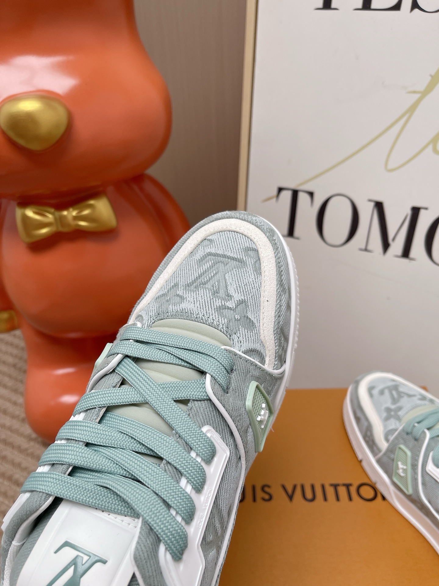LV Light Monogram Denim Lace Up Skate Sneakers