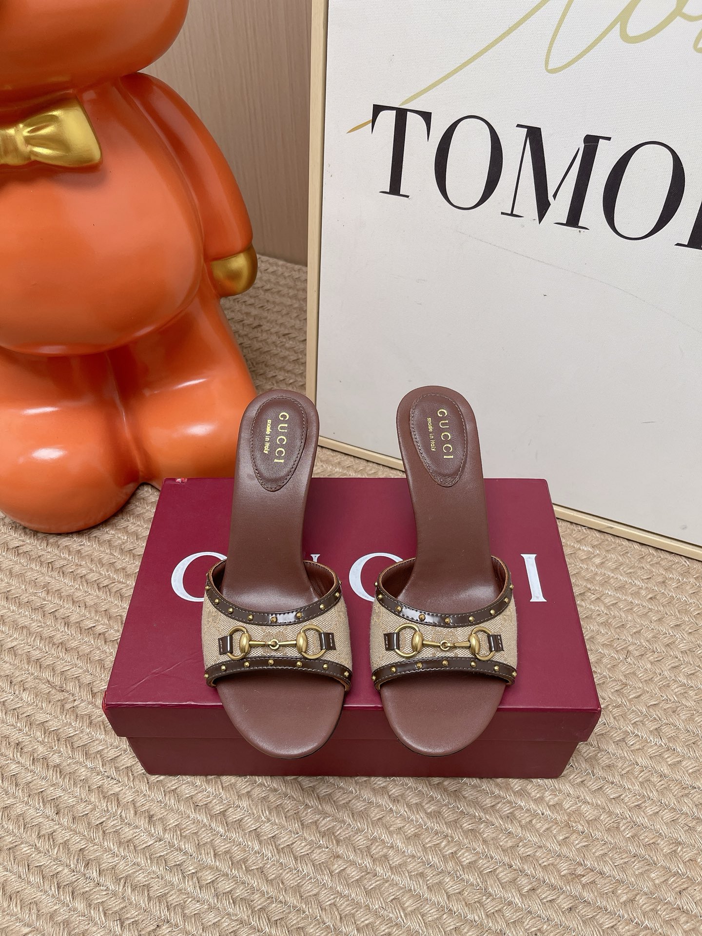 GUCCI Pink GG Horsebit Heeled Mules