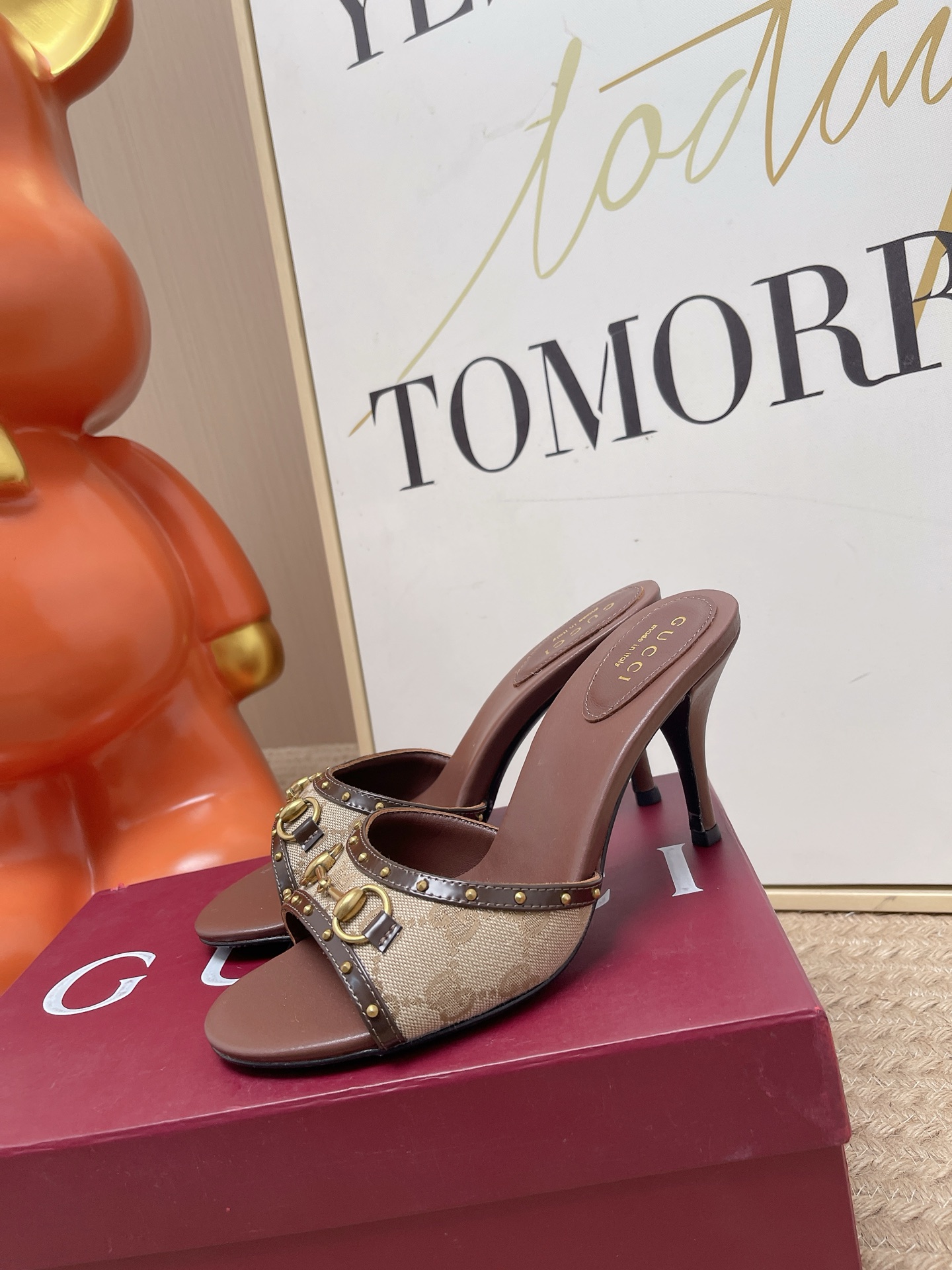 GUCCI Pink GG Horsebit Heeled Mules