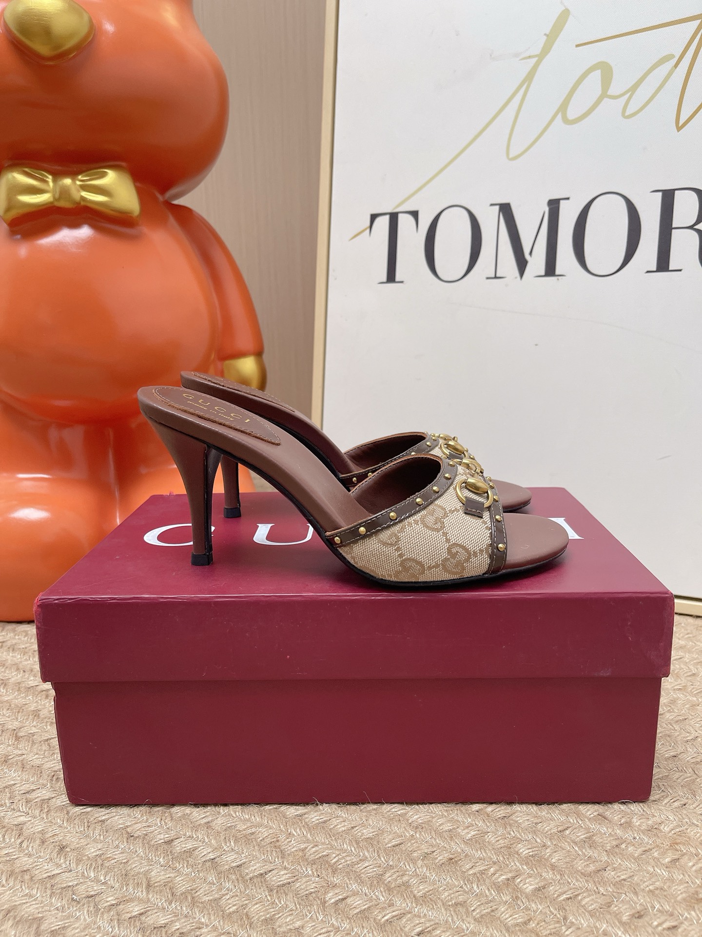 GUCCI Pink GG Horsebit Heeled Mules