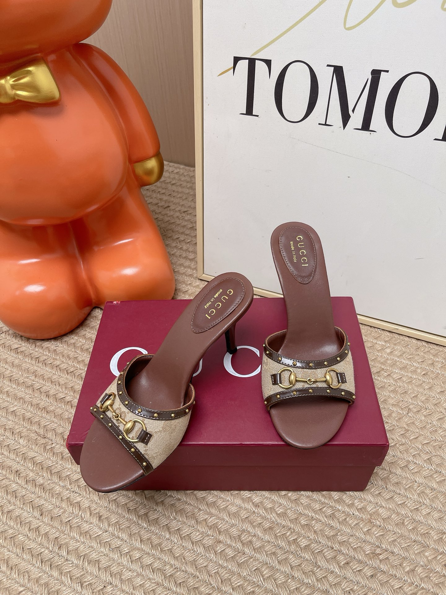 GUCCI Pink GG Horsebit Heeled Mules