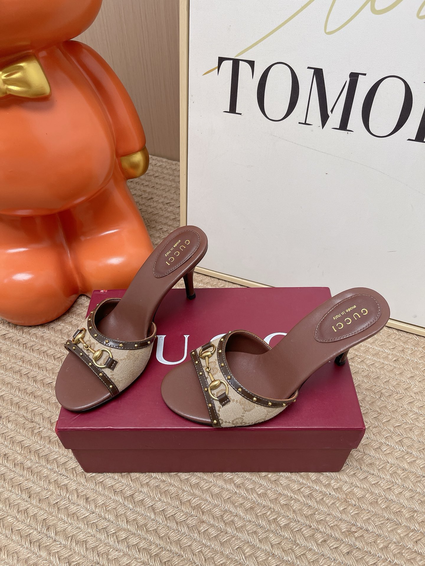GUCCI Pink GG Horsebit Heeled Mules
