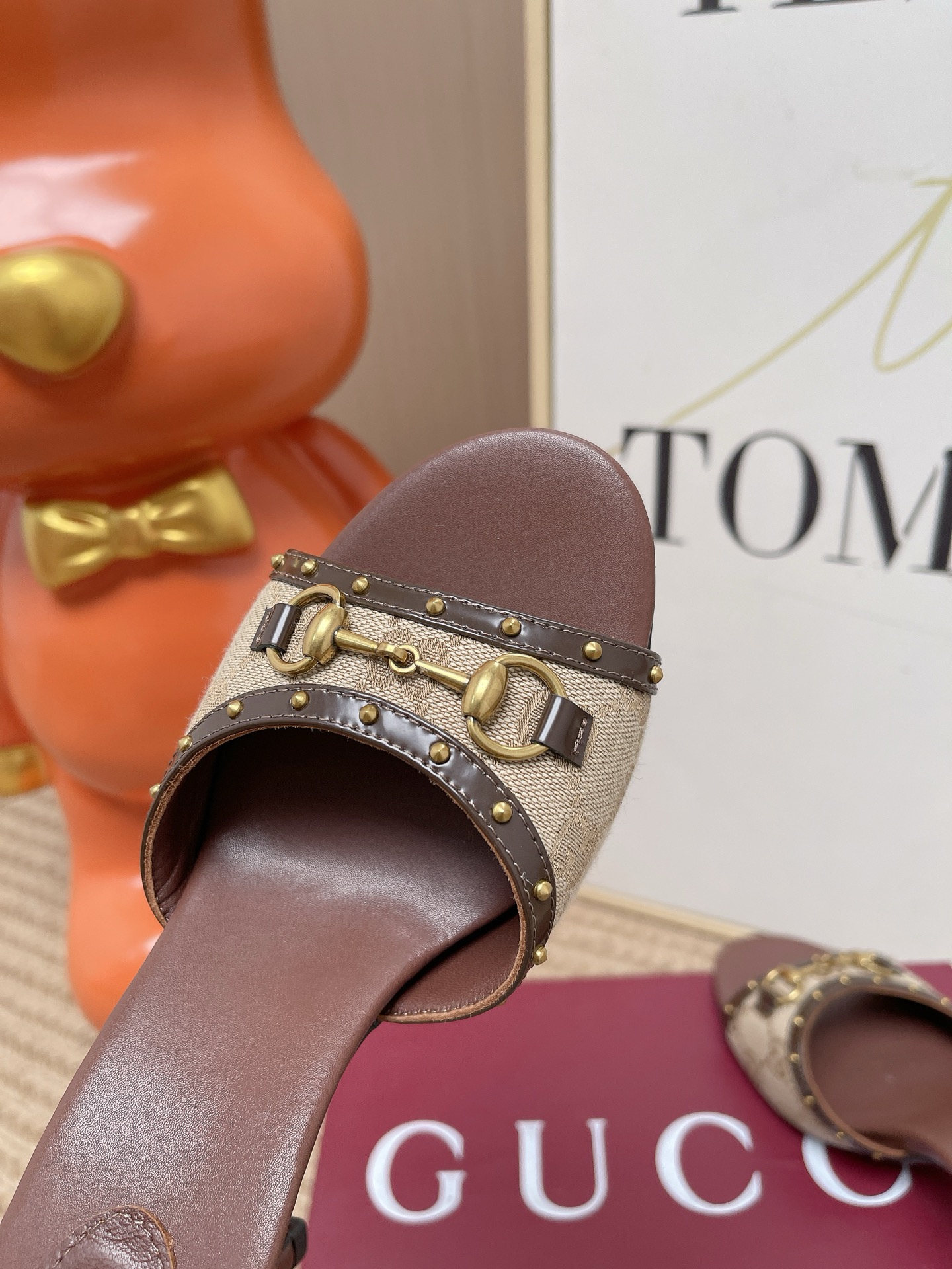 GUCCI Pink GG Horsebit Heeled Mules