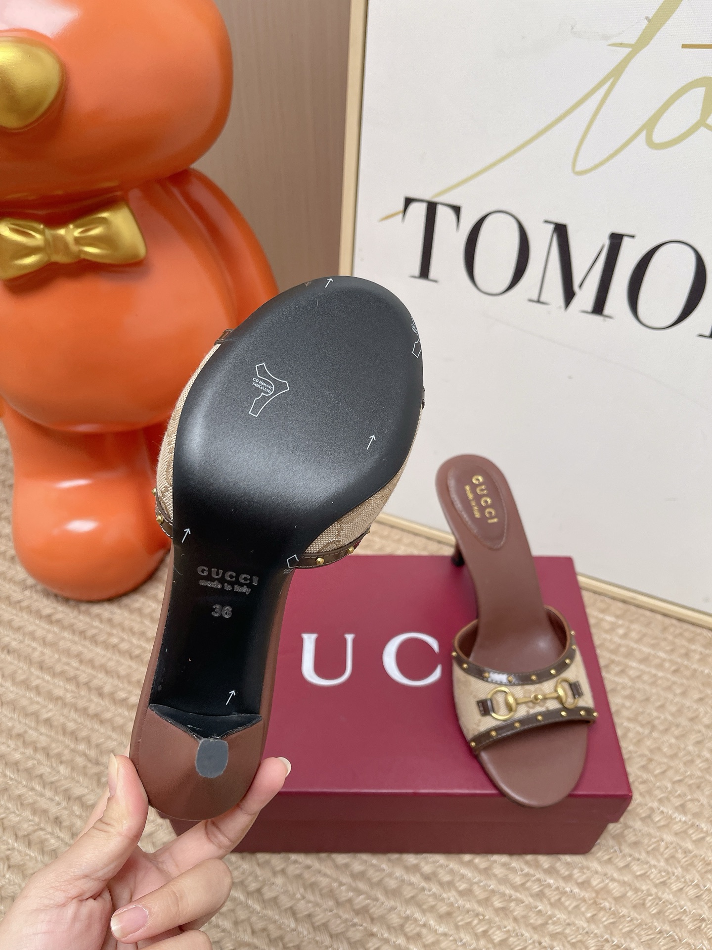 GUCCI Pink GG Horsebit Heeled Mules