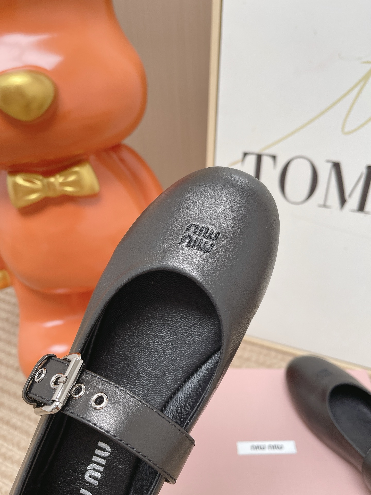 MIU MIU Black Leather Mary Jane Flats