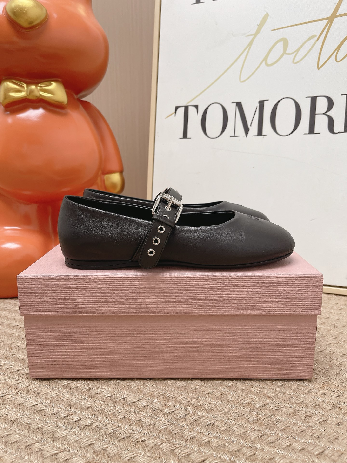 MIU MIU Black Leather Mary Jane Flats