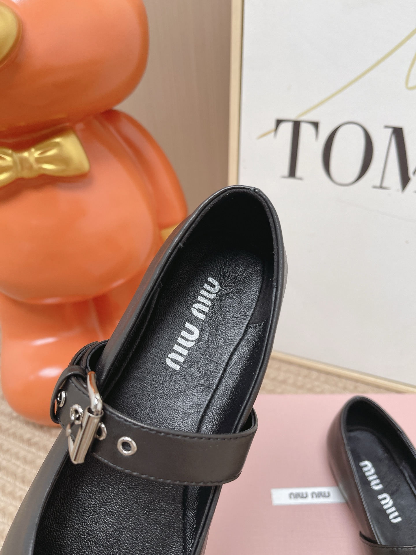 MIU MIU Black Leather Mary Jane Flats