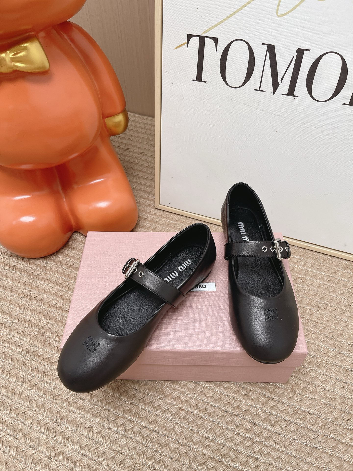 MIU MIU Black Leather Mary Jane Flats